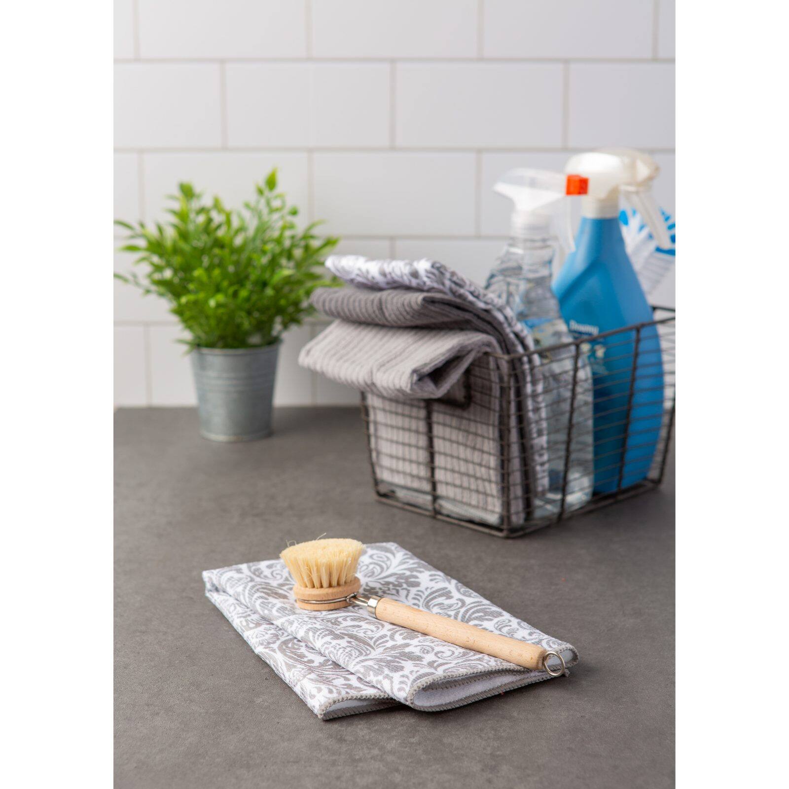 Gray Damask Microfiber Dishtowel, 4ct.