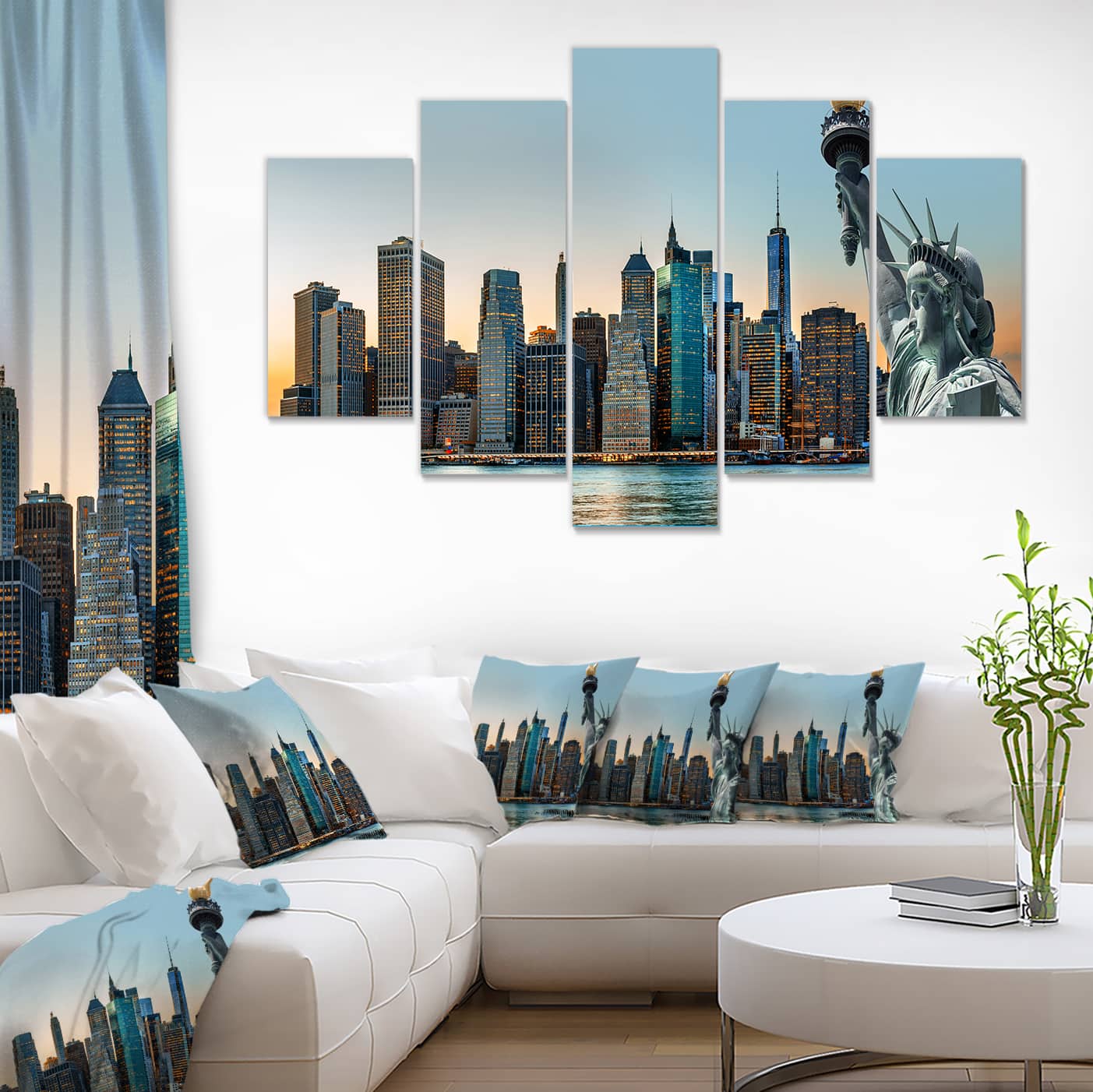 Designart - New York City Skyline Panorama - Large Photography Canvas Art Print
