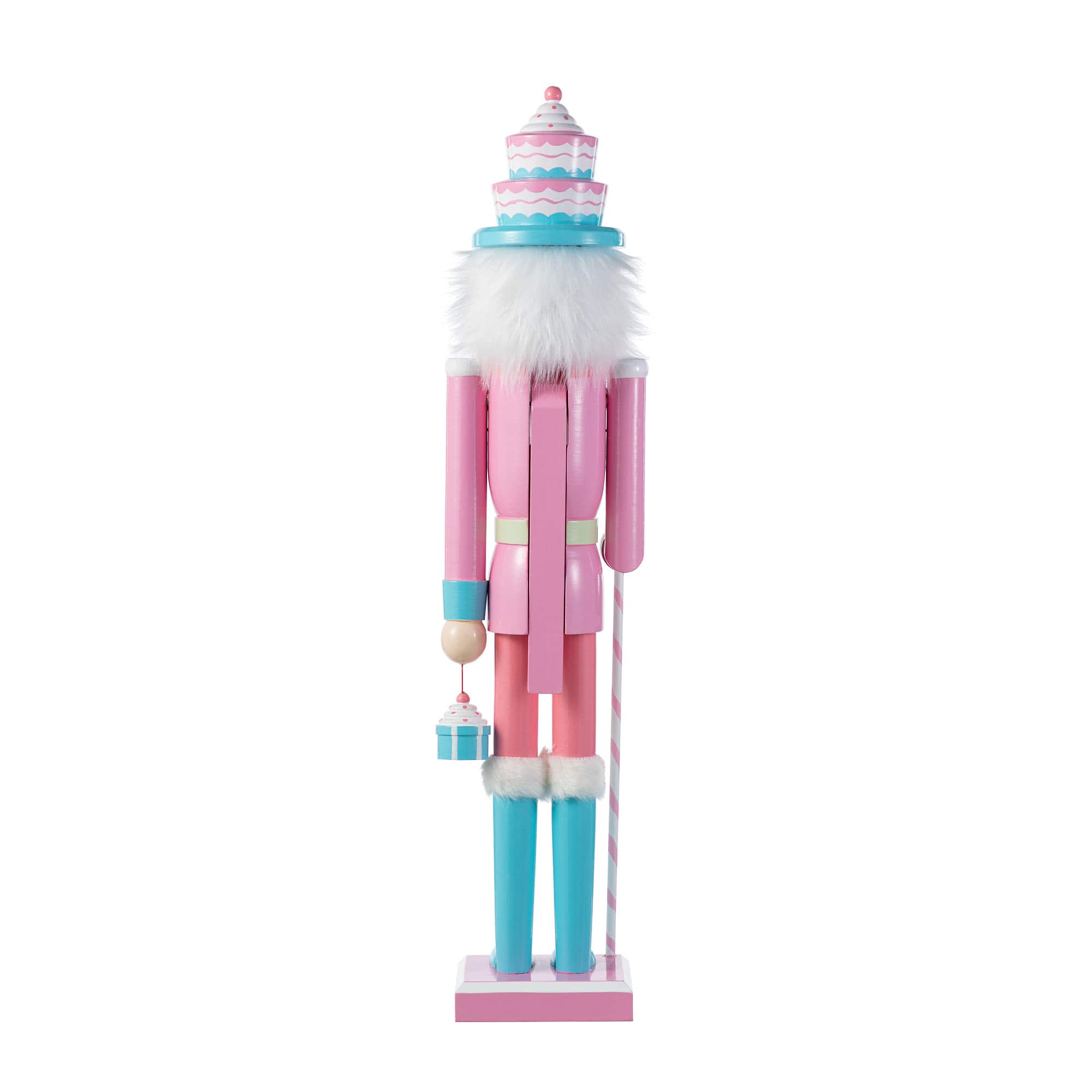 Glitzhome&#xAE; 24&#x22;H Wooden Christmas Pink Cake Nutcracker