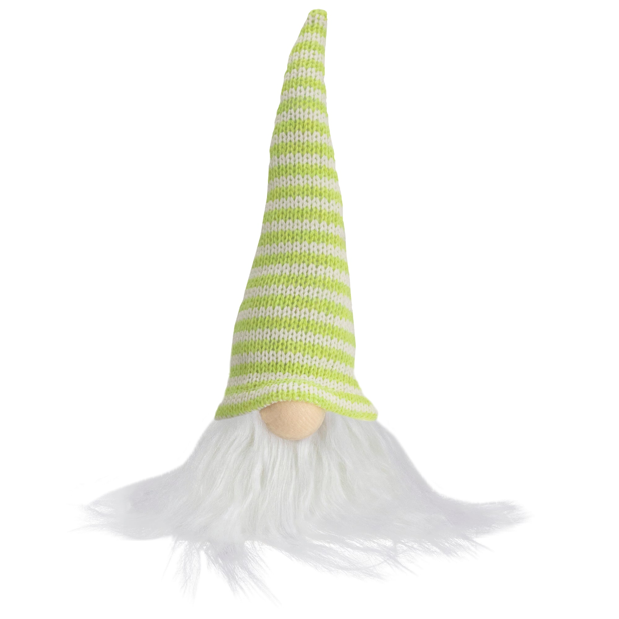 7.5&#x22; Lime Green &#x26; White Striped Hat Spring Gnome
