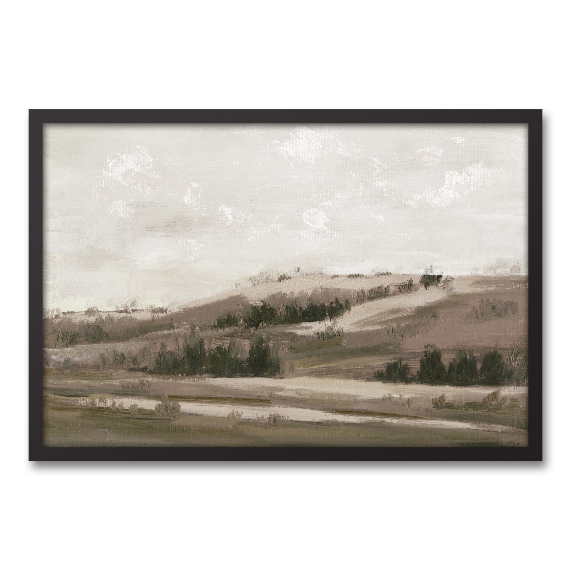 Warm Landscape 31.73" x 21.73" Black Framed Canvas