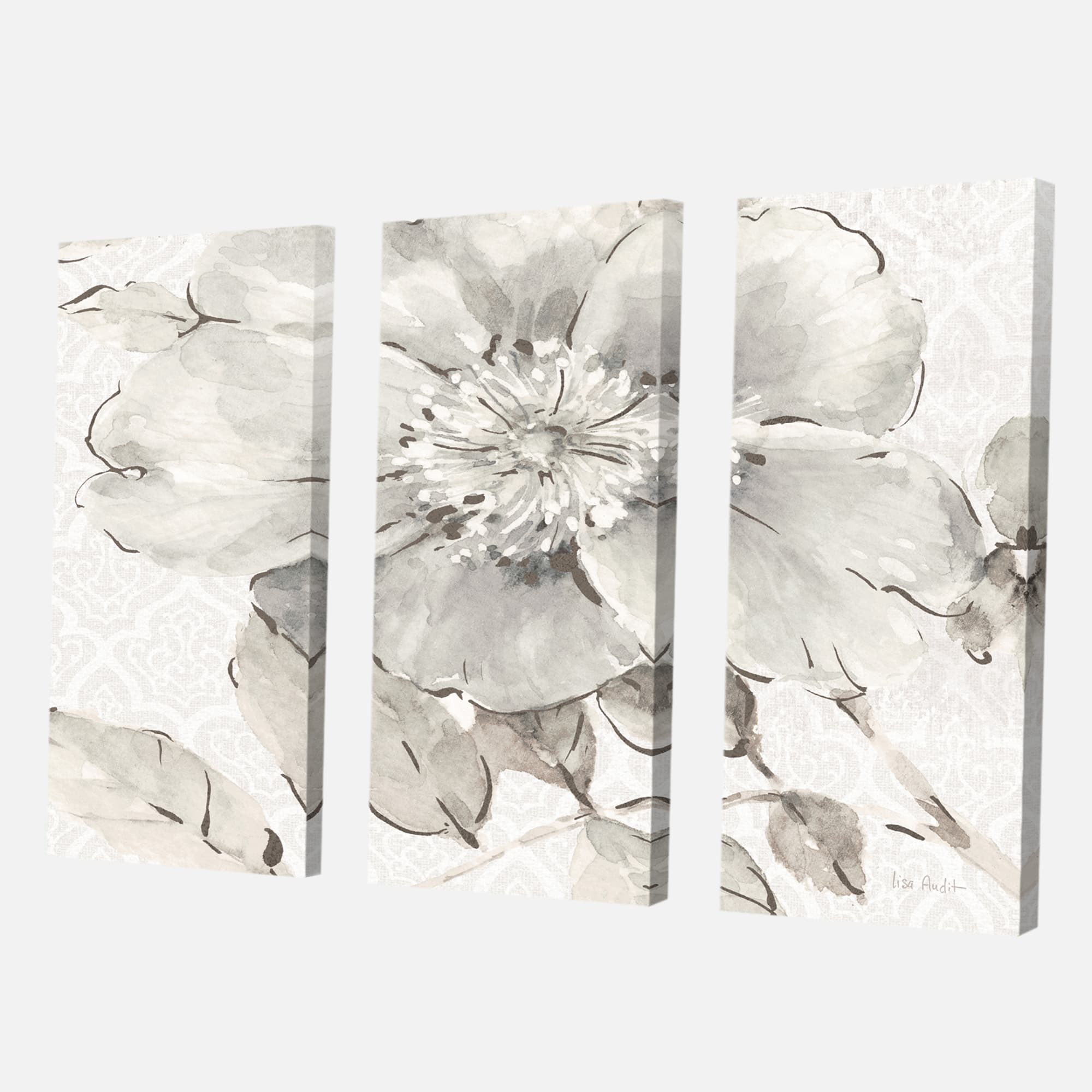 Designart - Indigold Grey Peonies II - Farmhouse Gallery-wrapped Canvas