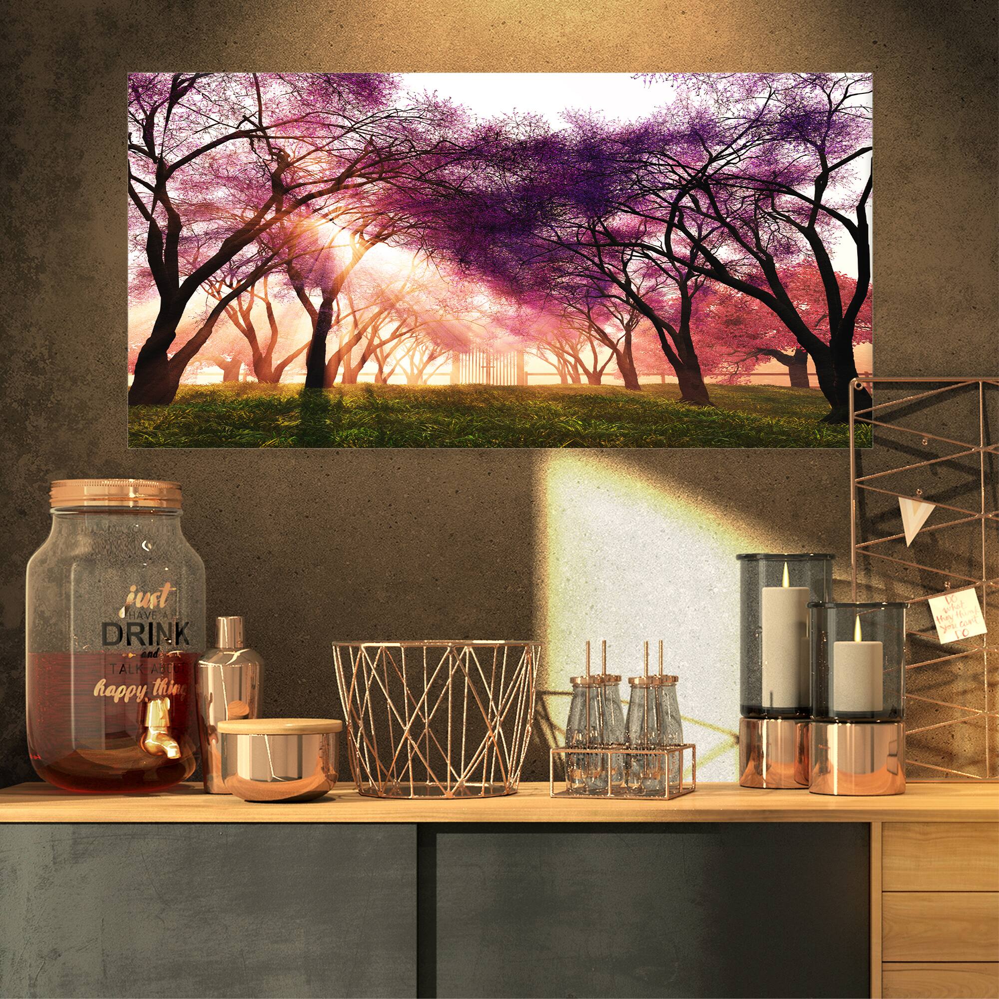 Designart - Cherry Blossoms Japan Garden - Landscape Canvas Art Print