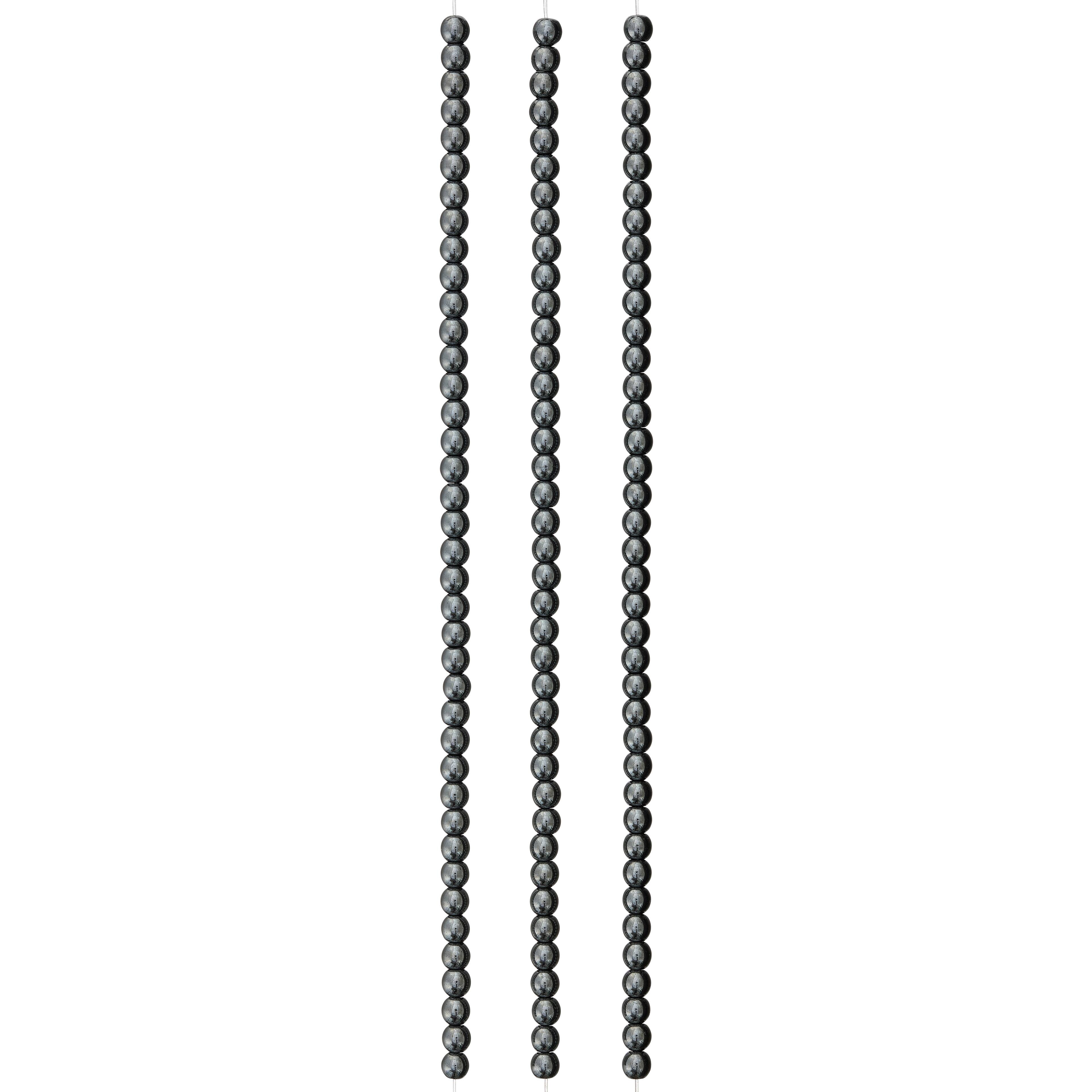 12 Pack: Gray Hematite Round Beads, 4mm by Bead Landing™