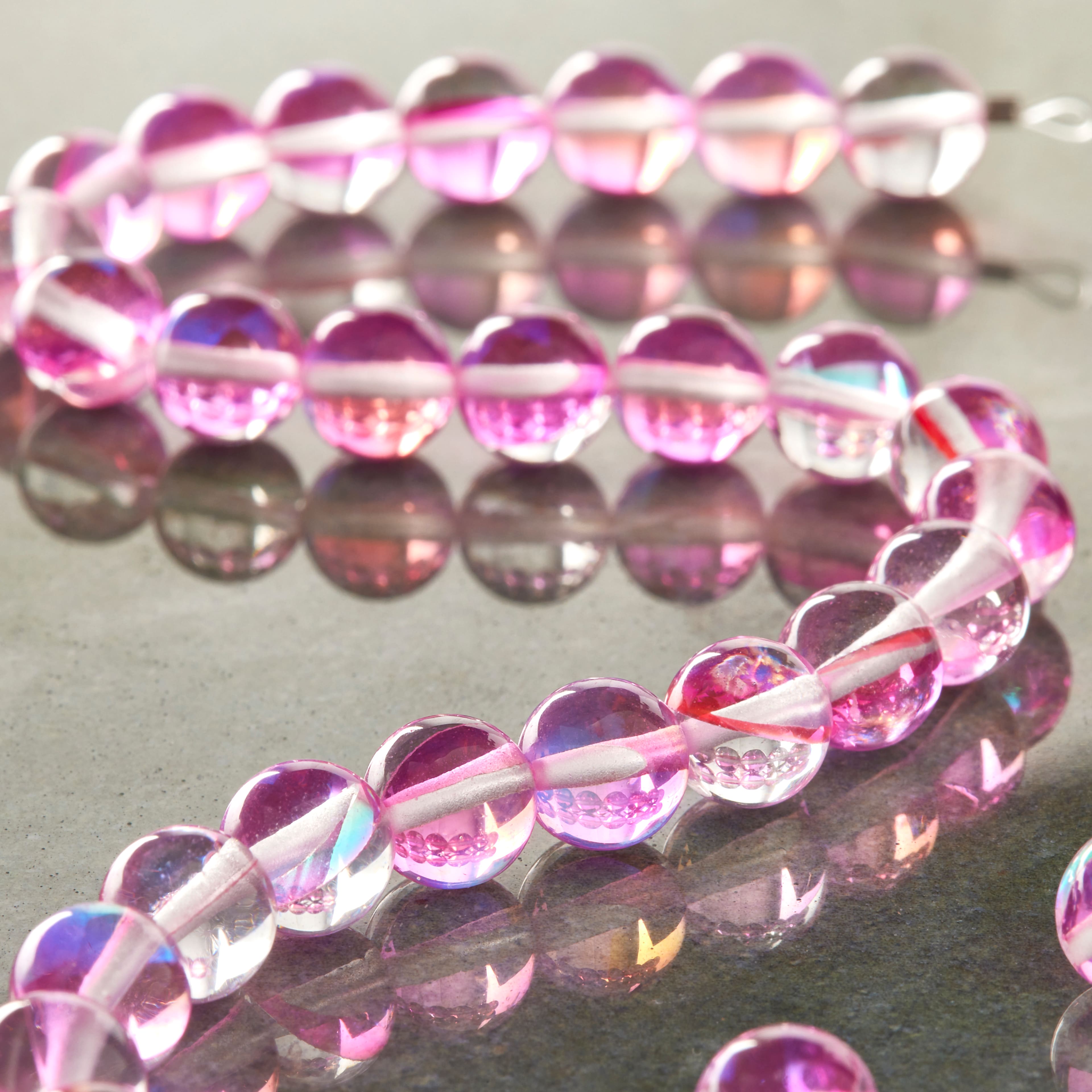 Pink Opal Glass Round Beads, 8mm by Bead Landing&#x2122;