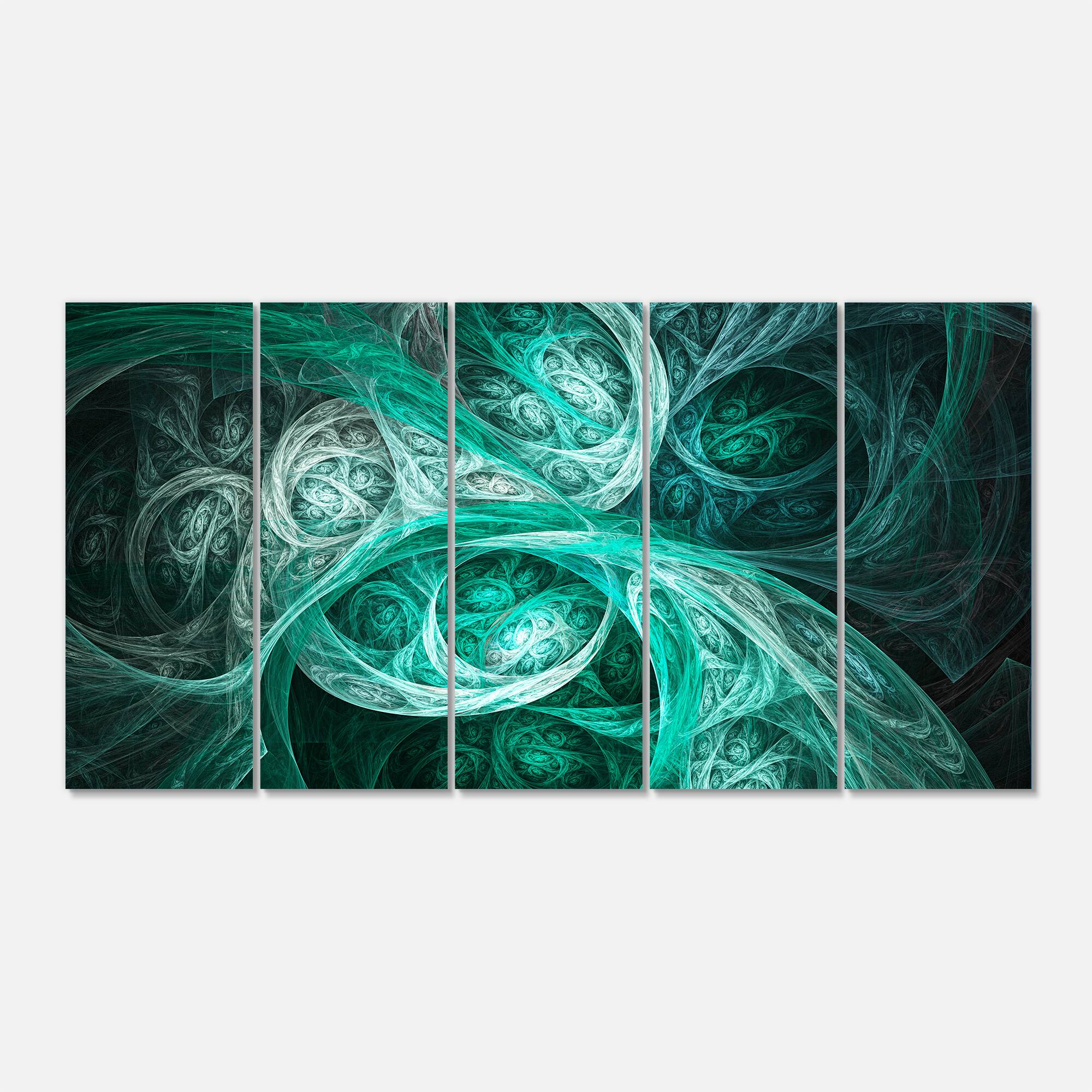 Designart - Mystic Turquoise Fractal - Abstract Wall Art Canvas