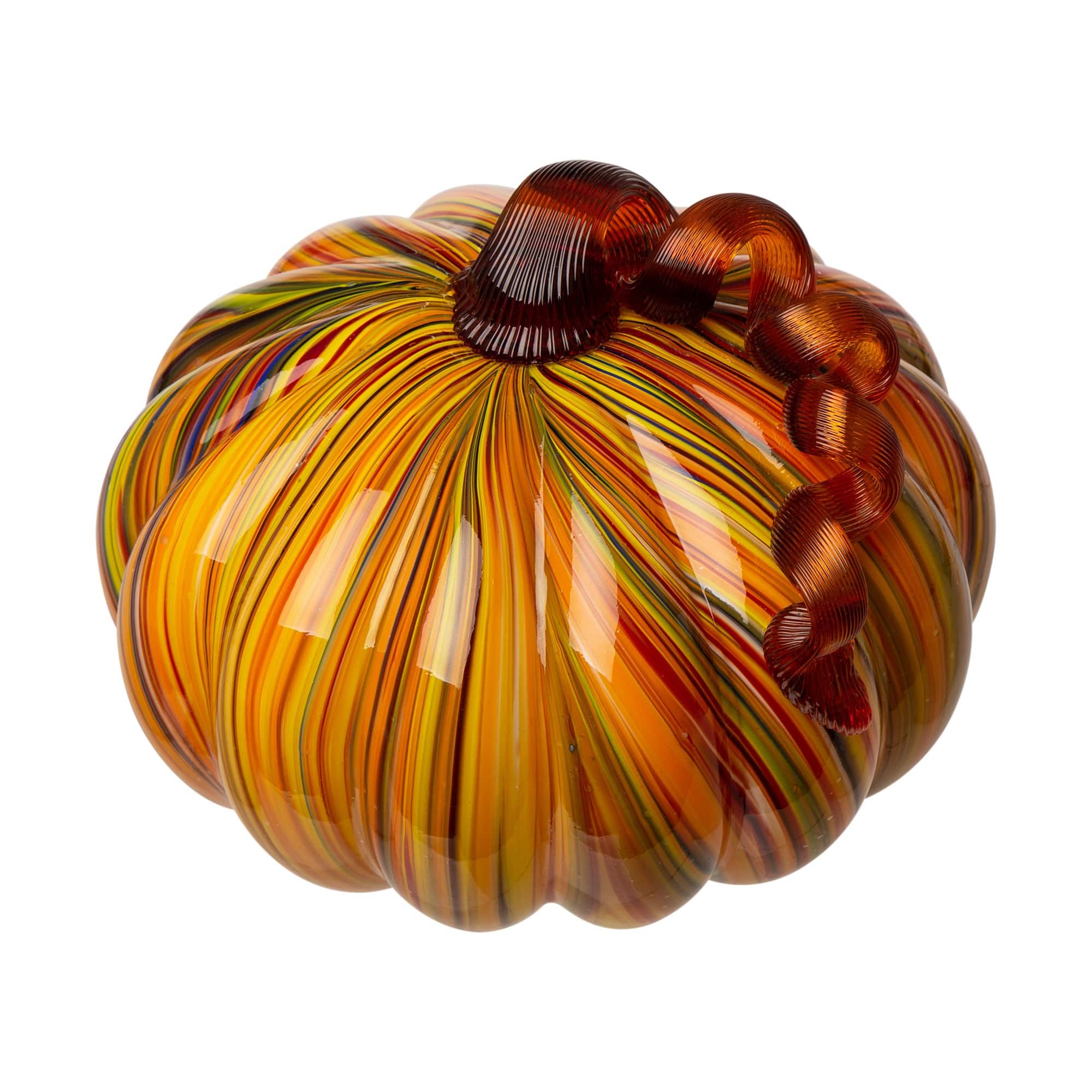 Glitzhome® Multi Striped Glass Short Pumpkin Set