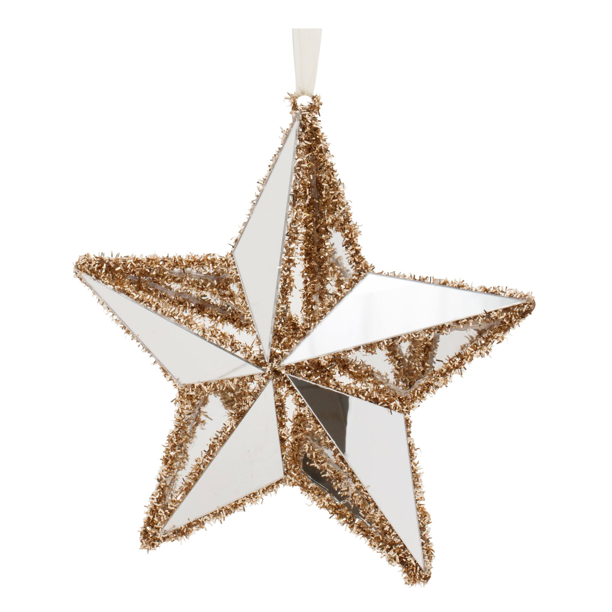 8.5&#x22; Gold Tinsel Star Ornaments, 12ct.
