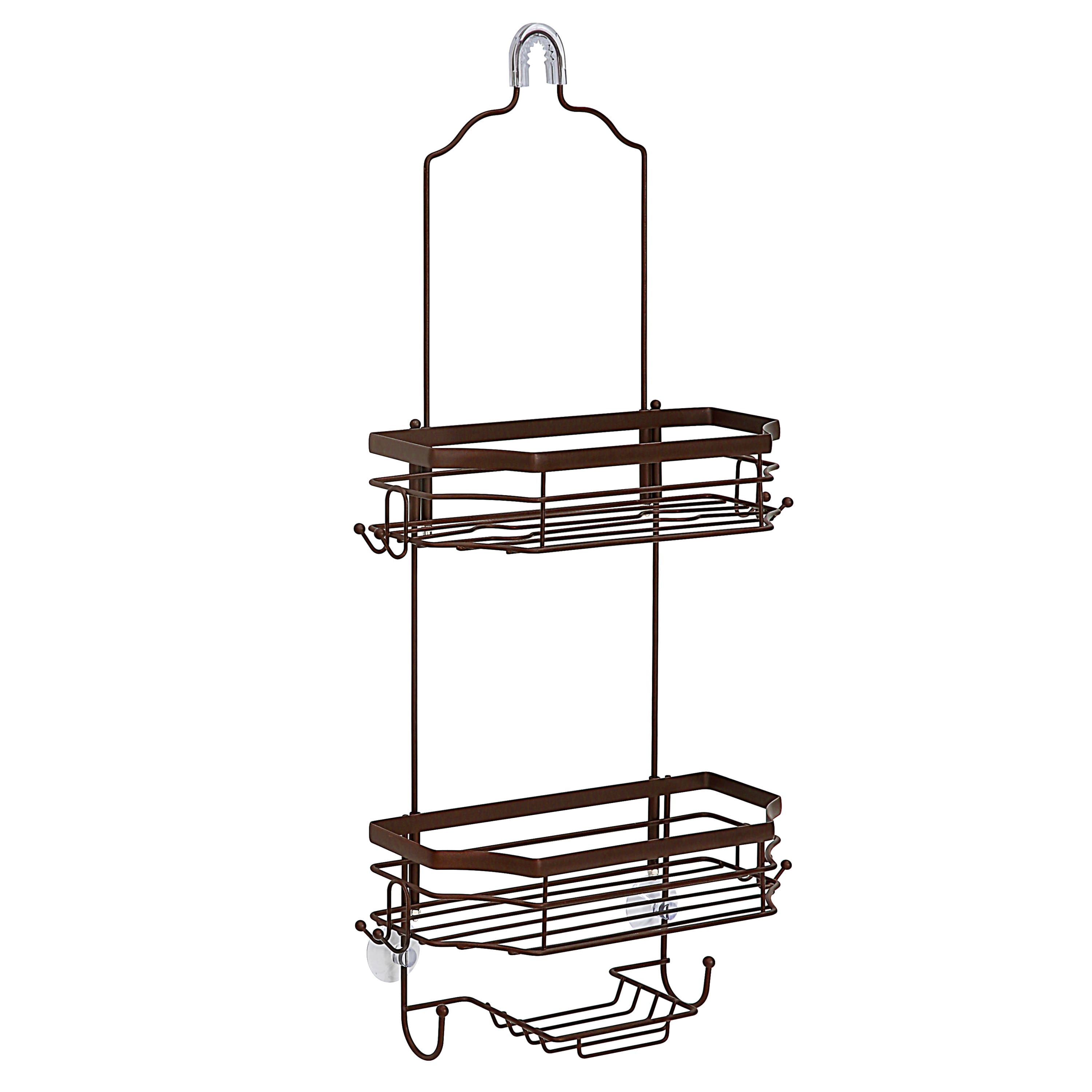 SunnyPoint Brown Modern Shower Caddy with 4 Hooks