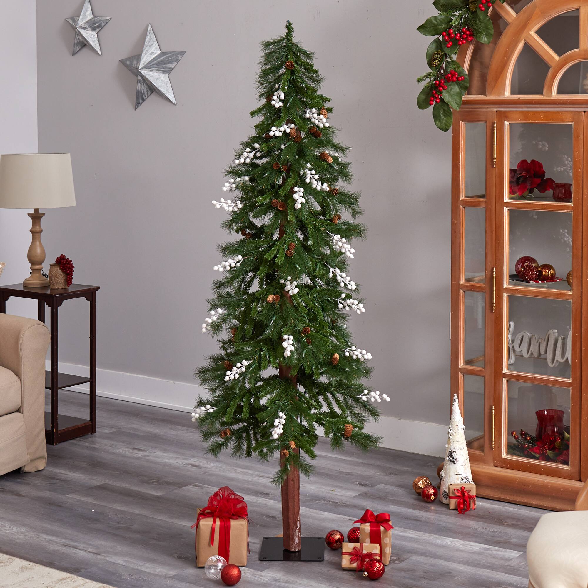 6ft. Pre-Lit Alpine Artificial Christmas Tree, Warm White LED Lights