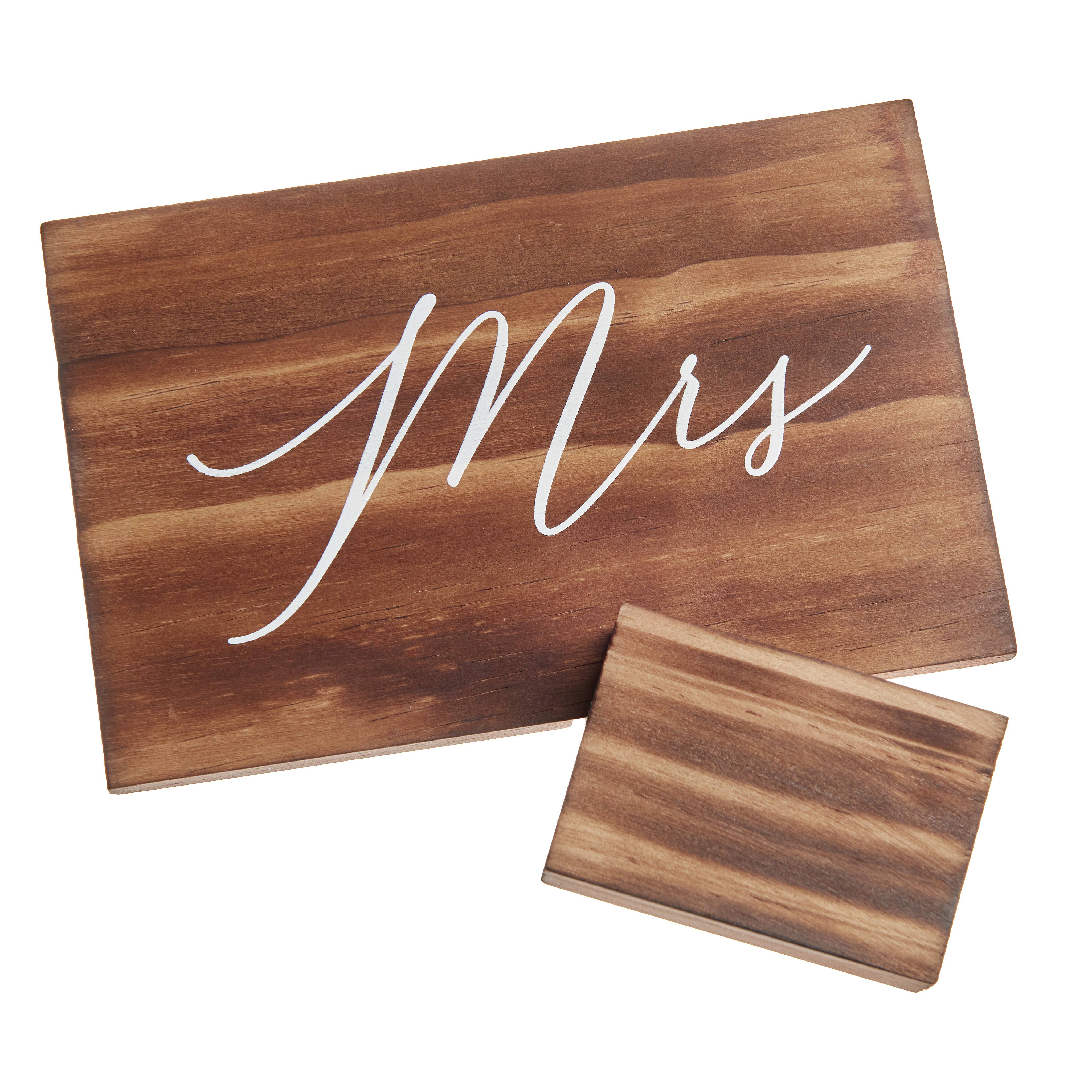 Small Mrs. Wooden Table Seating Sign with Base by Celebrate It™