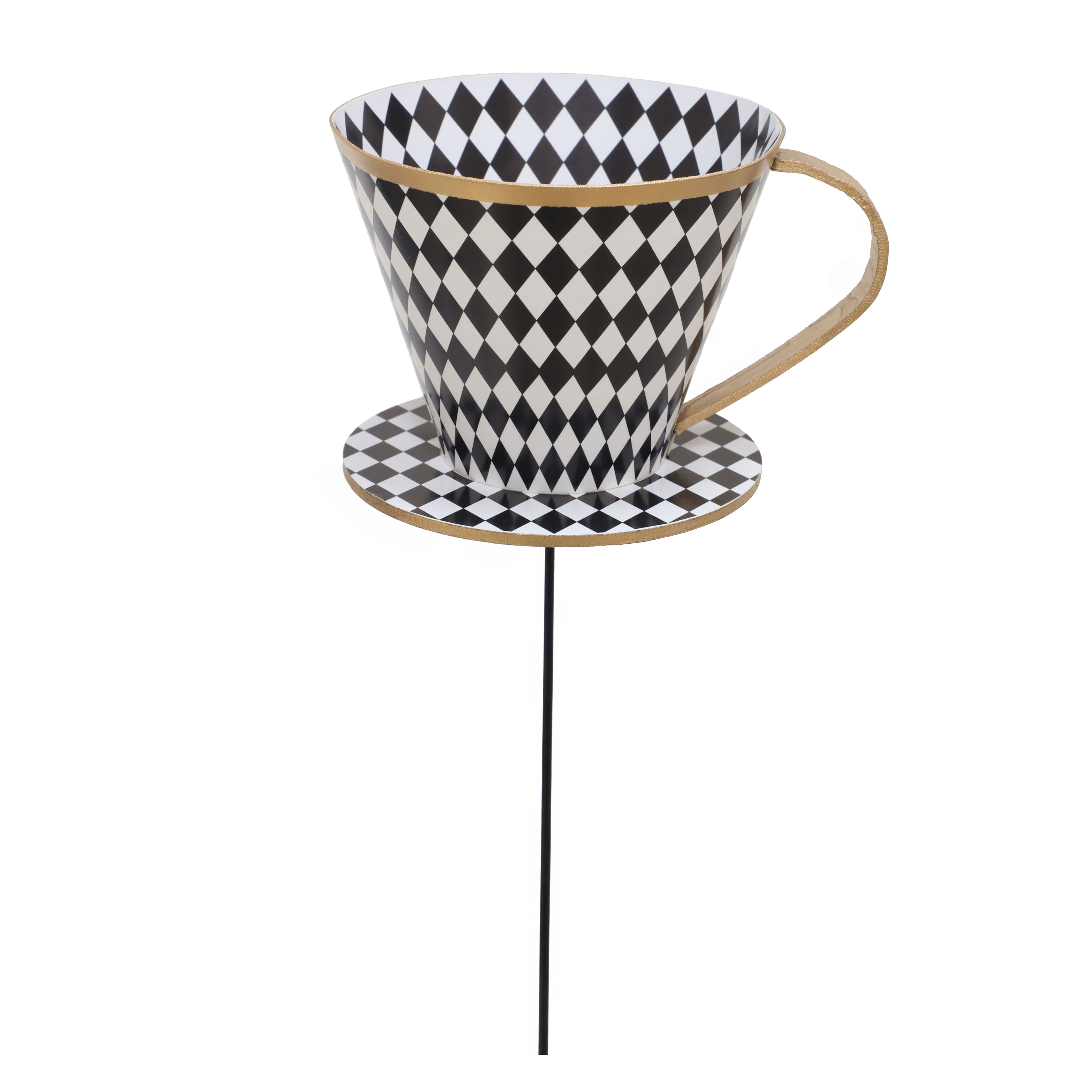 8.75&#x22; White &#x26; Black Checkered Teacup Pick by Ashland&#xAE;