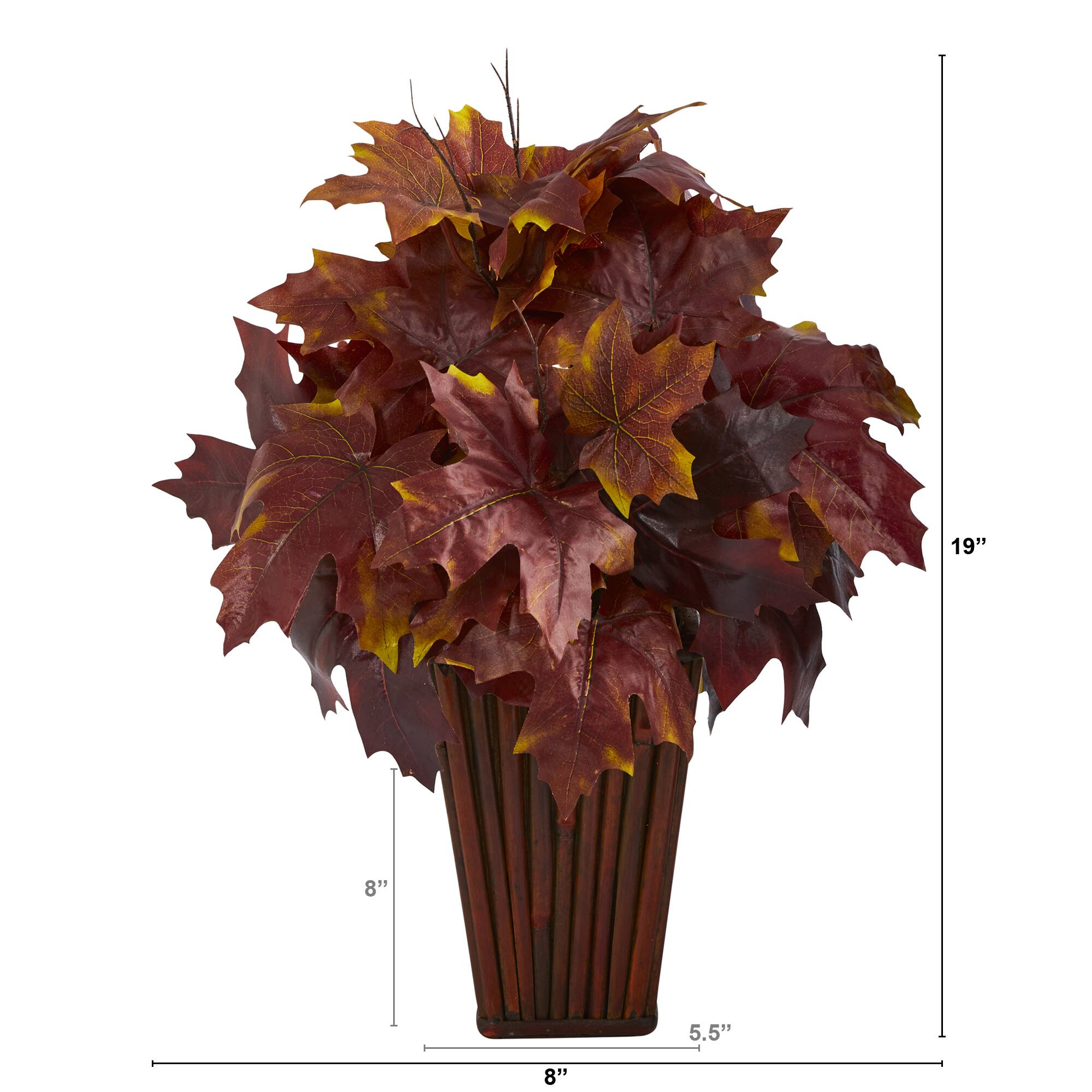 19" Autumn Maple Leaf Plant in Decorative Planter