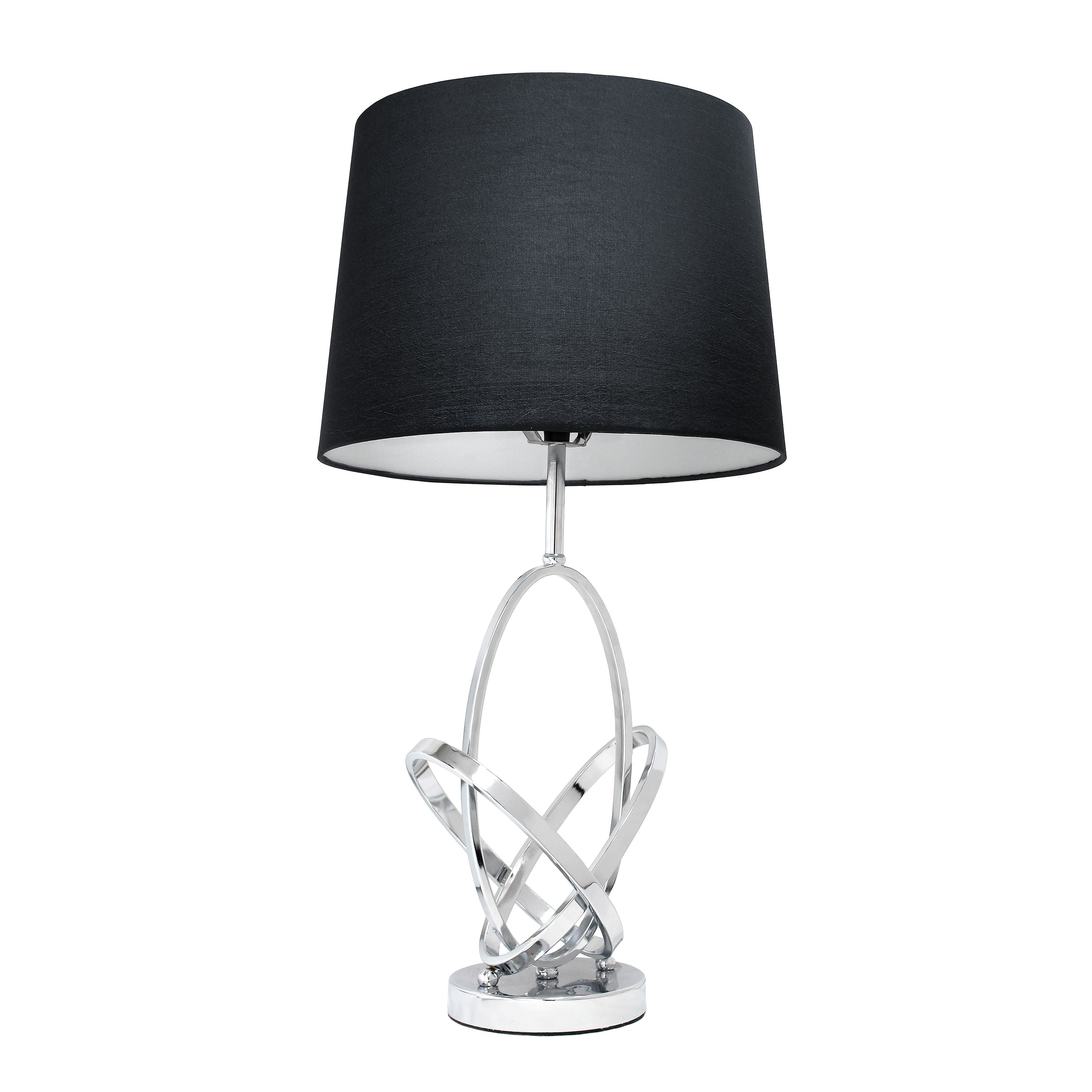 Elegant Designs™ 27" Mod Art Polished Chrome Table Lamp with Black Shade