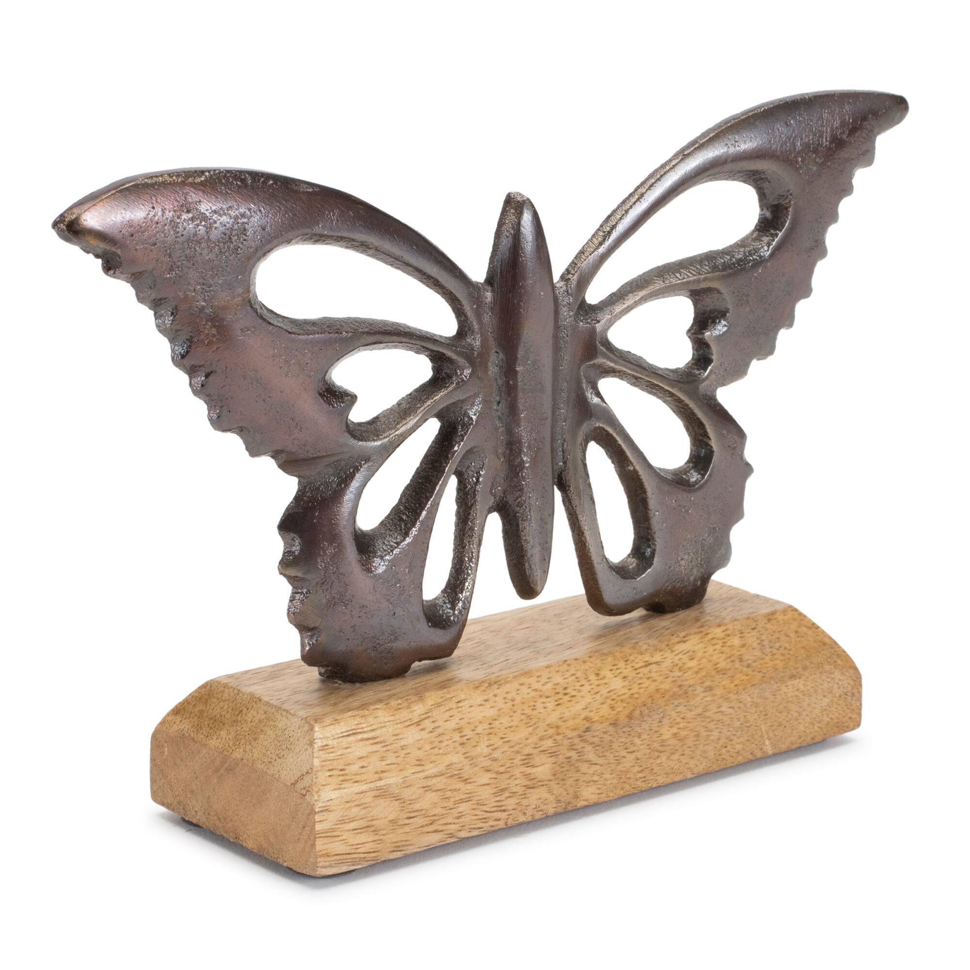 7.75" Metal Butterfly on Wood Base, 2ct.