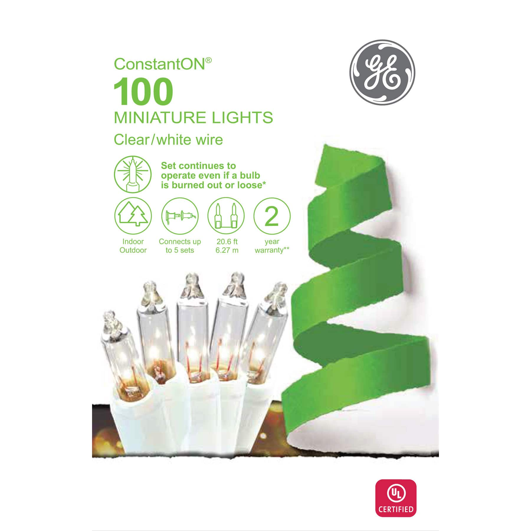 GE ConstantON&#xAE; 100 Miniature Lights, Clear