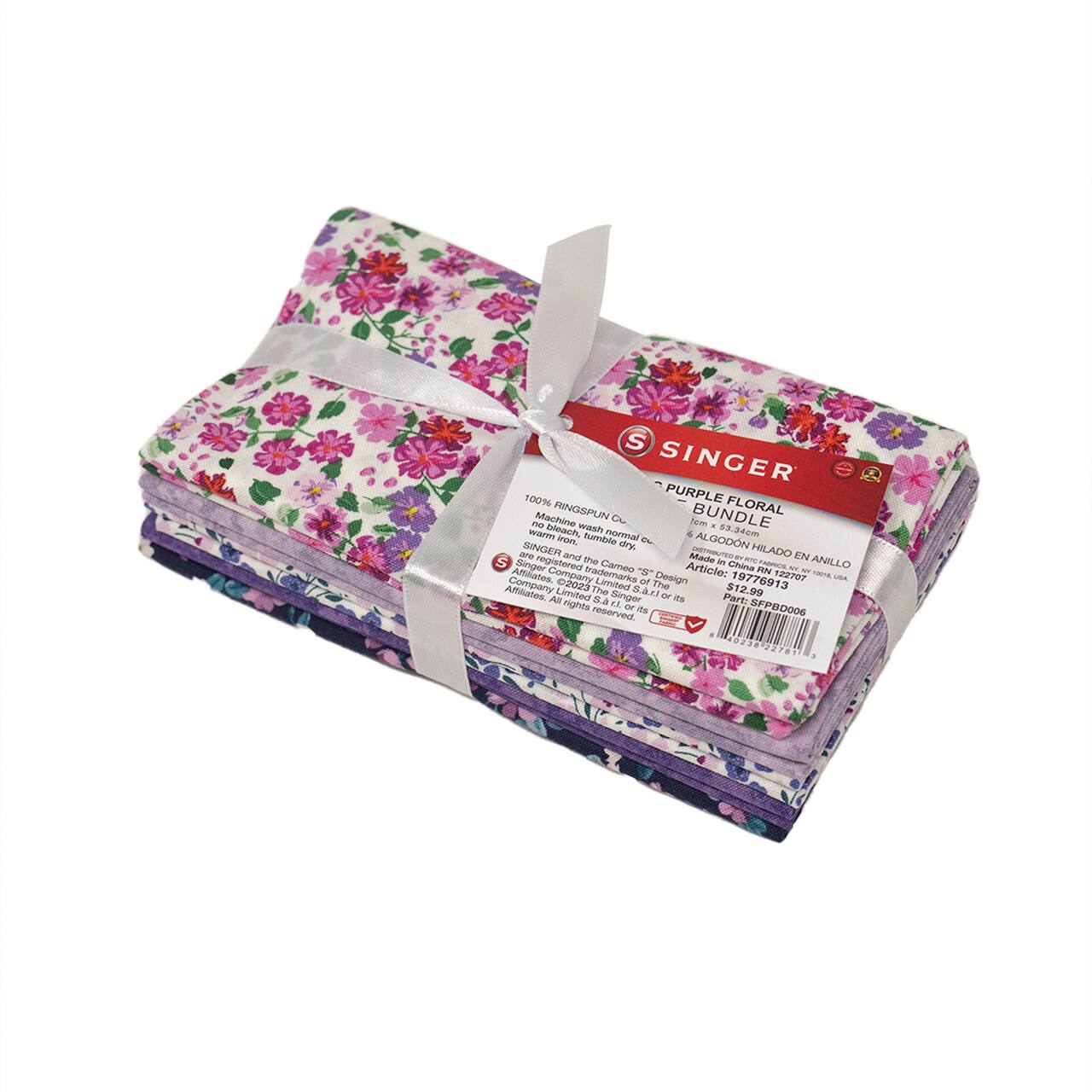 SINGER Spring Purple Floral Cotton Fabric Bundle | Michaels