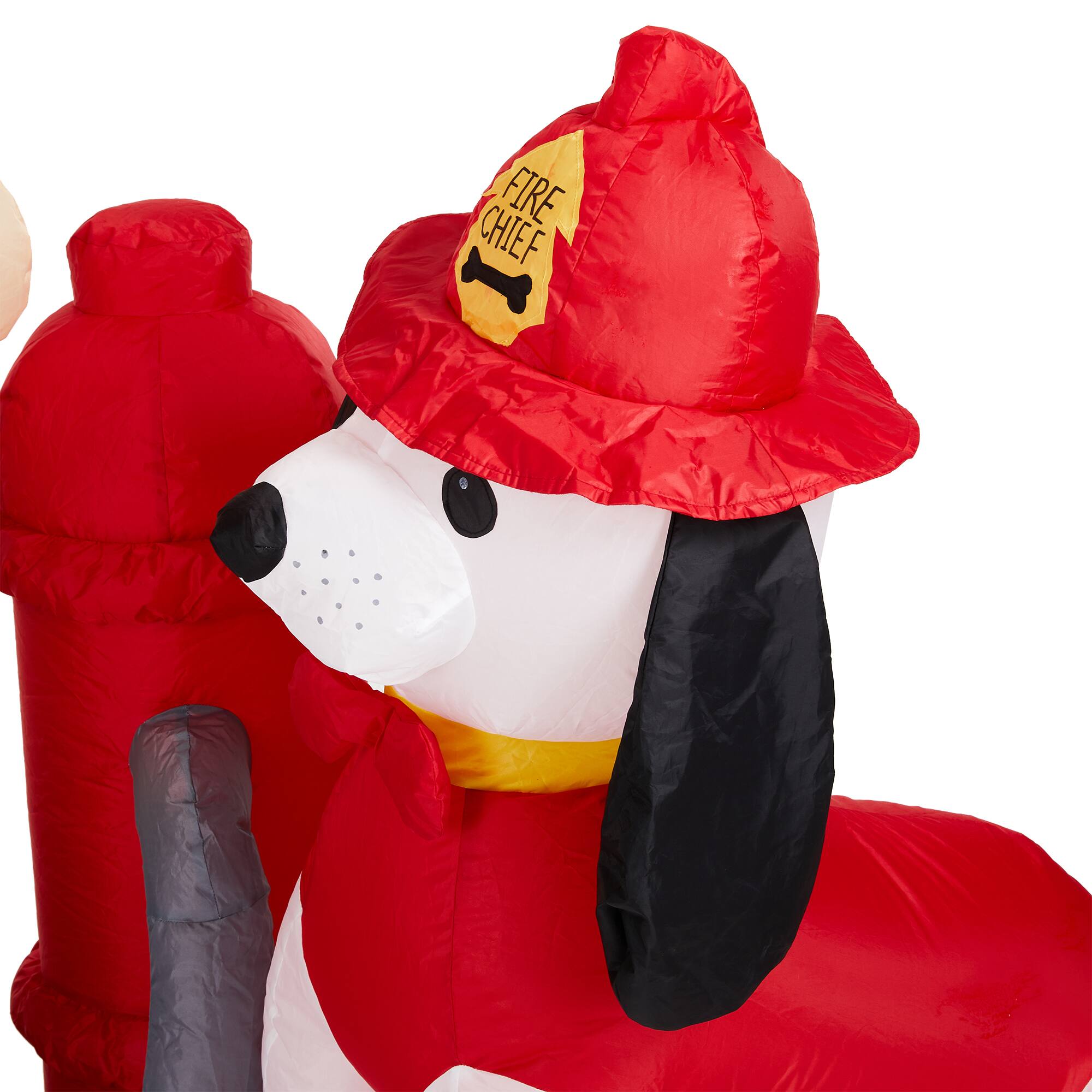 Glitzhome&#xAE; 7ft. Inflatable Fire Fighter &#x26; Puppy Dog With Lights