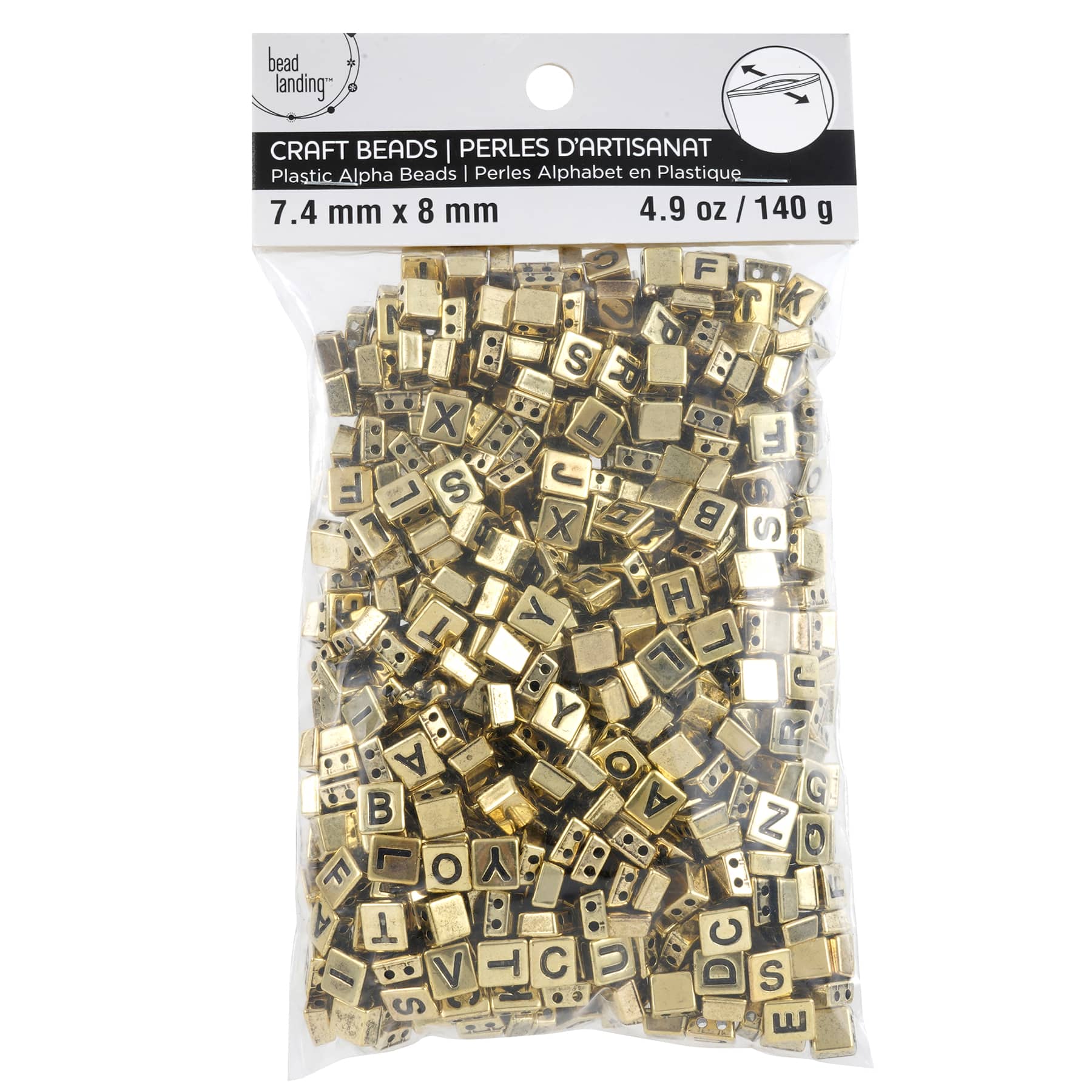 Gold Alphabet Plastic Craft Beads, 8mm by Bead Landing™