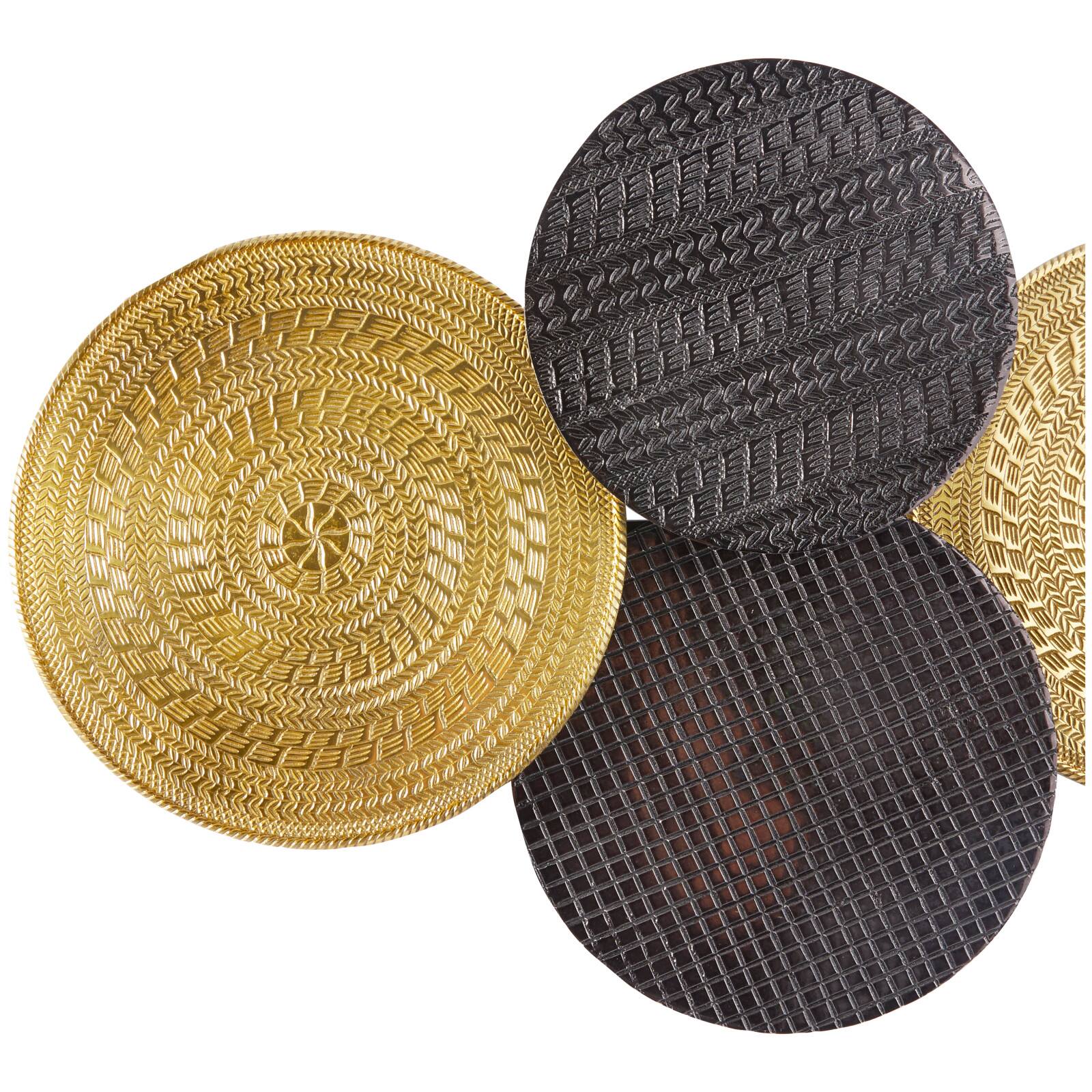 42" Aluminum Carved Design Plates Wall Décor