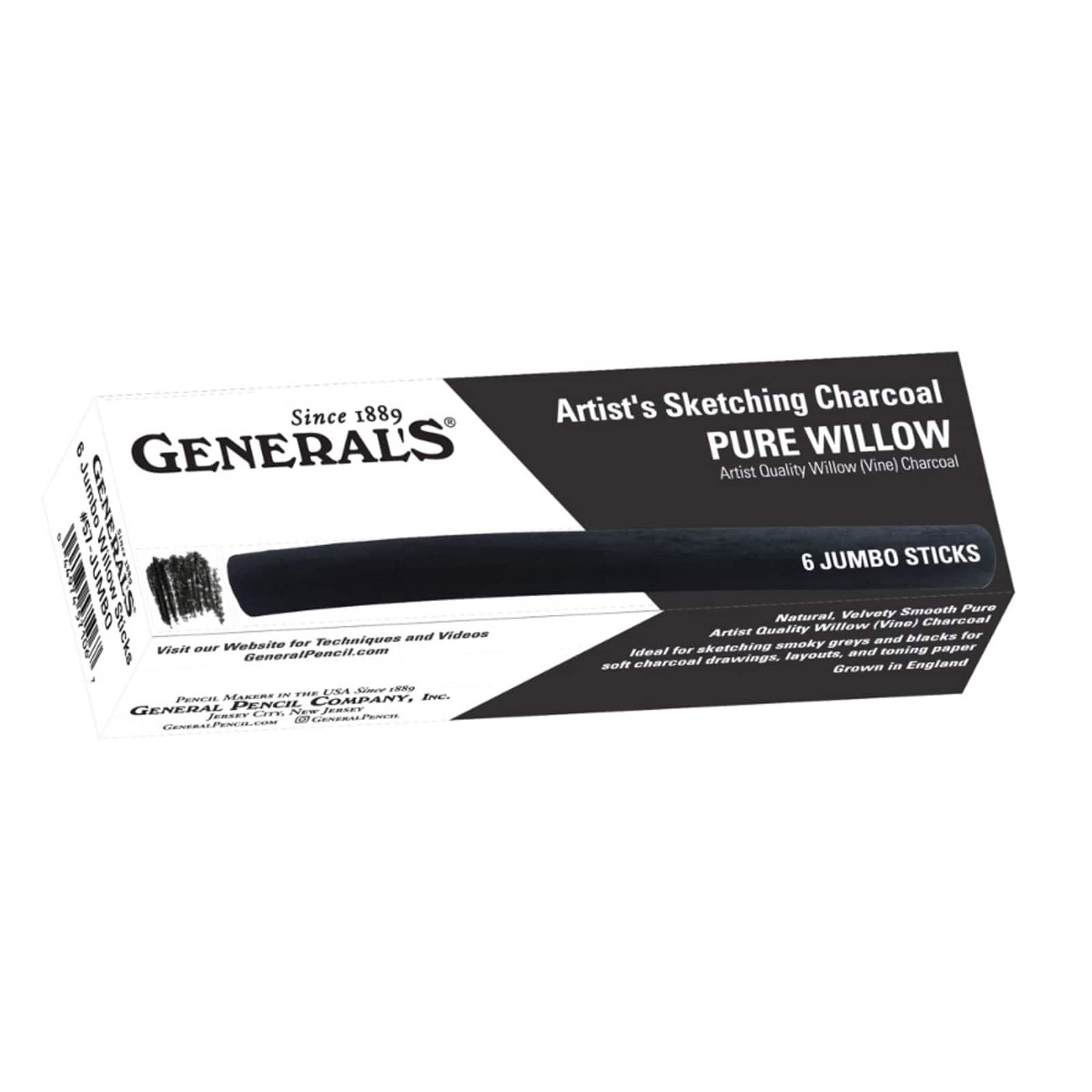 General&#x27;s&#xAE; Jumbo Willow Sketch Charcoal Sticks, 6ct.