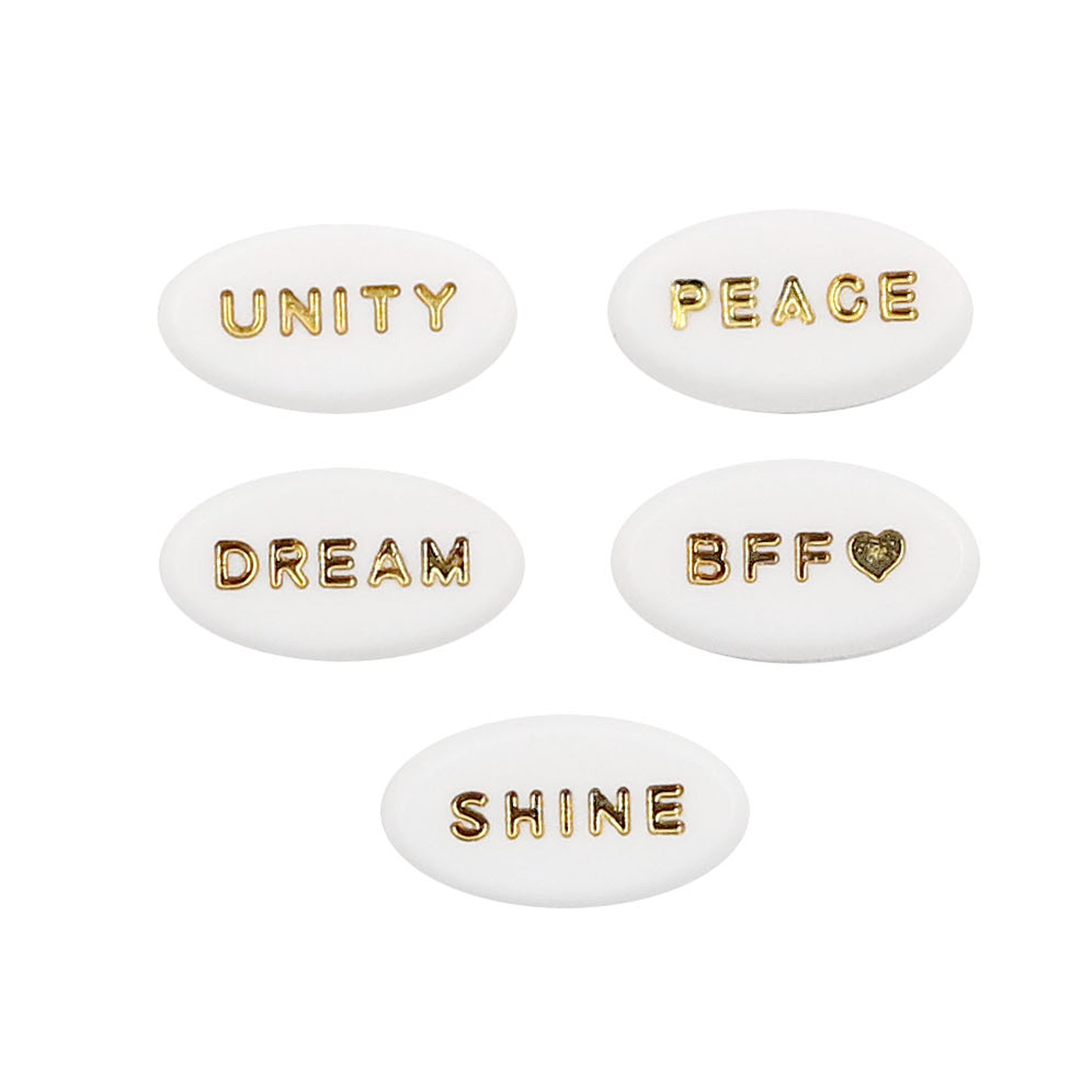 12 Packs: 60 ct. (720 total) White & Gold Inspirational Word Beads by Creatology™