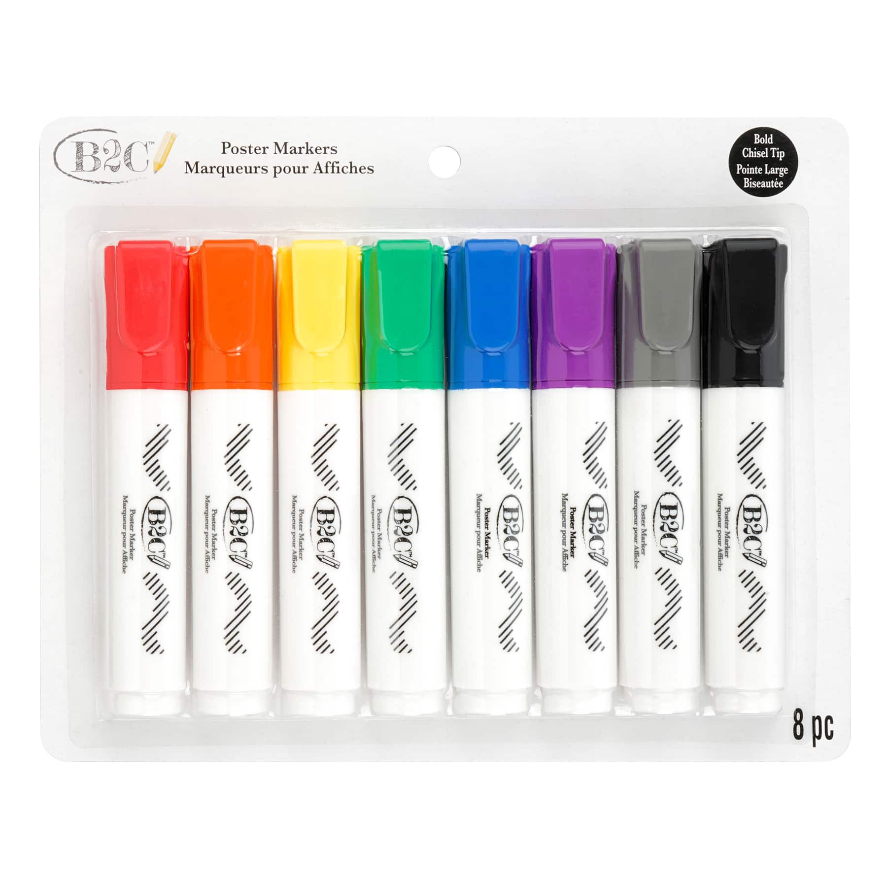 8 Packs: 8 ct. (64 total) Primary Poster Chisel Tip Markers by B2C™