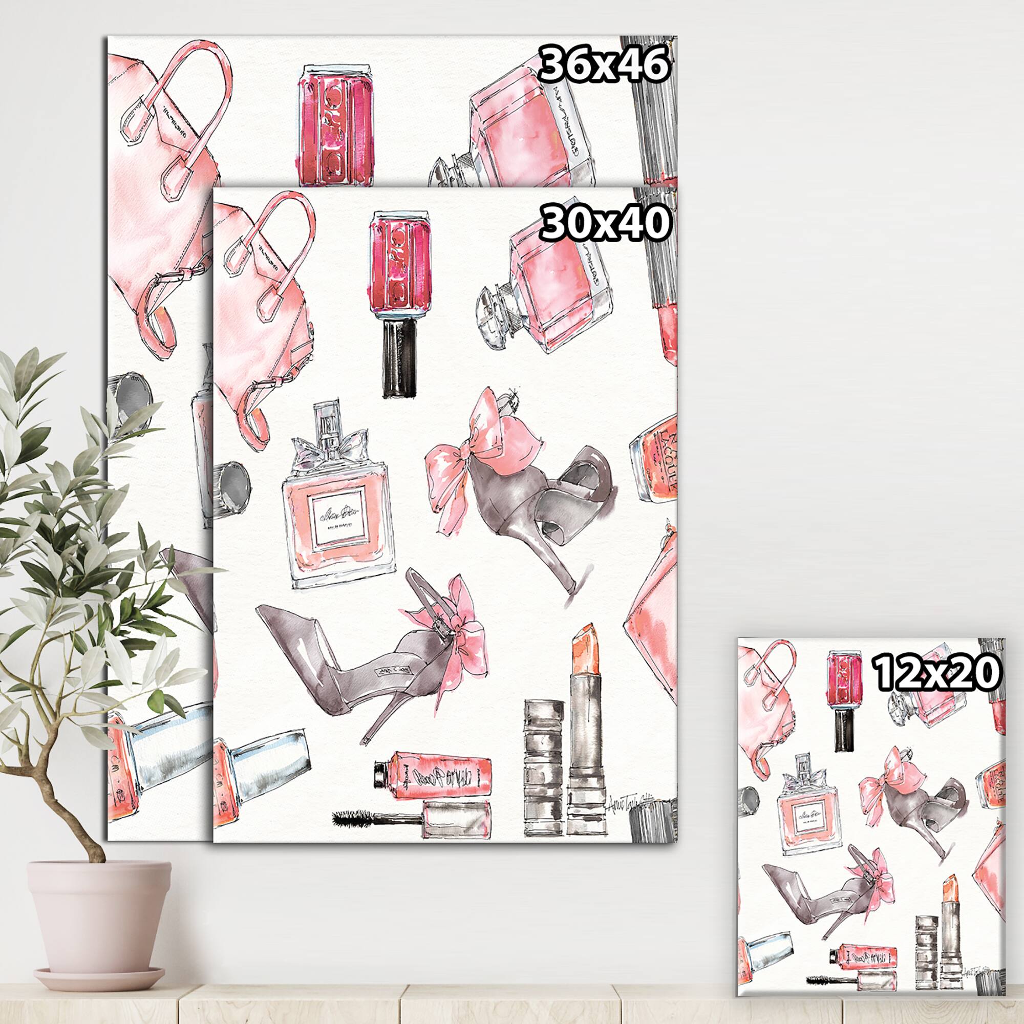 Designart - Glam Chic Accents Pattern I - Fashion Premium Canvas Wall Art