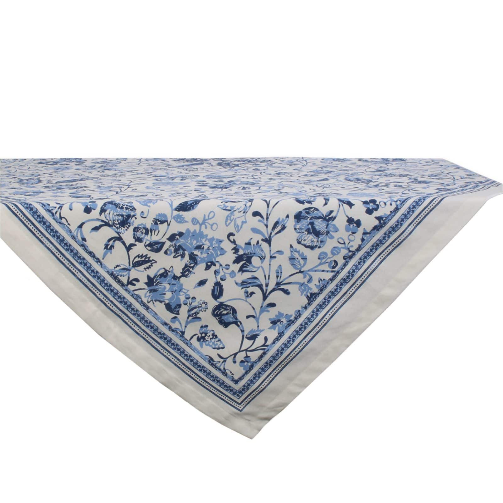 DII&#xAE; 40&#x22; Blue Madeira Print Tablecloth