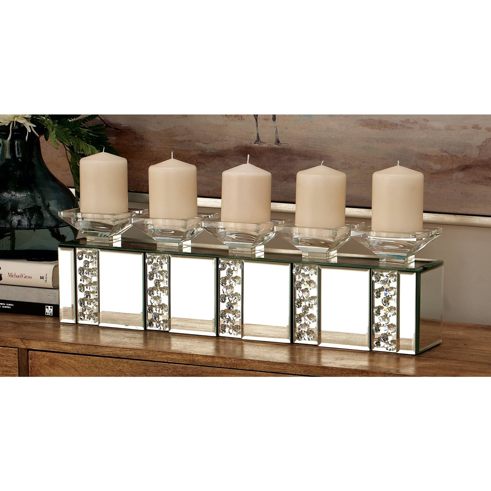 24&#x22; Clear Wood Glam Candlestick Holder