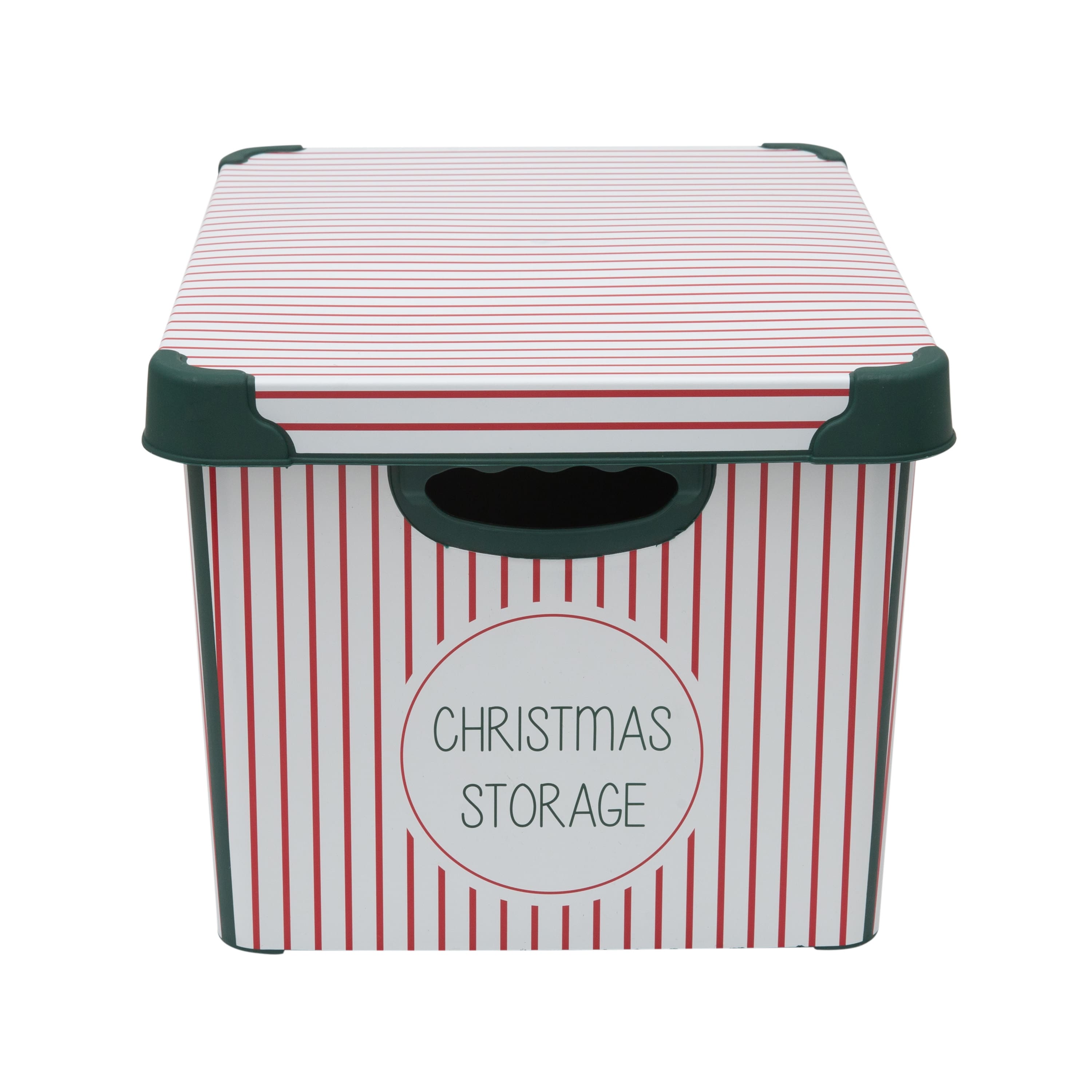 Simplify Christmas Stripe Design Green Ornament Storage Tote Bin