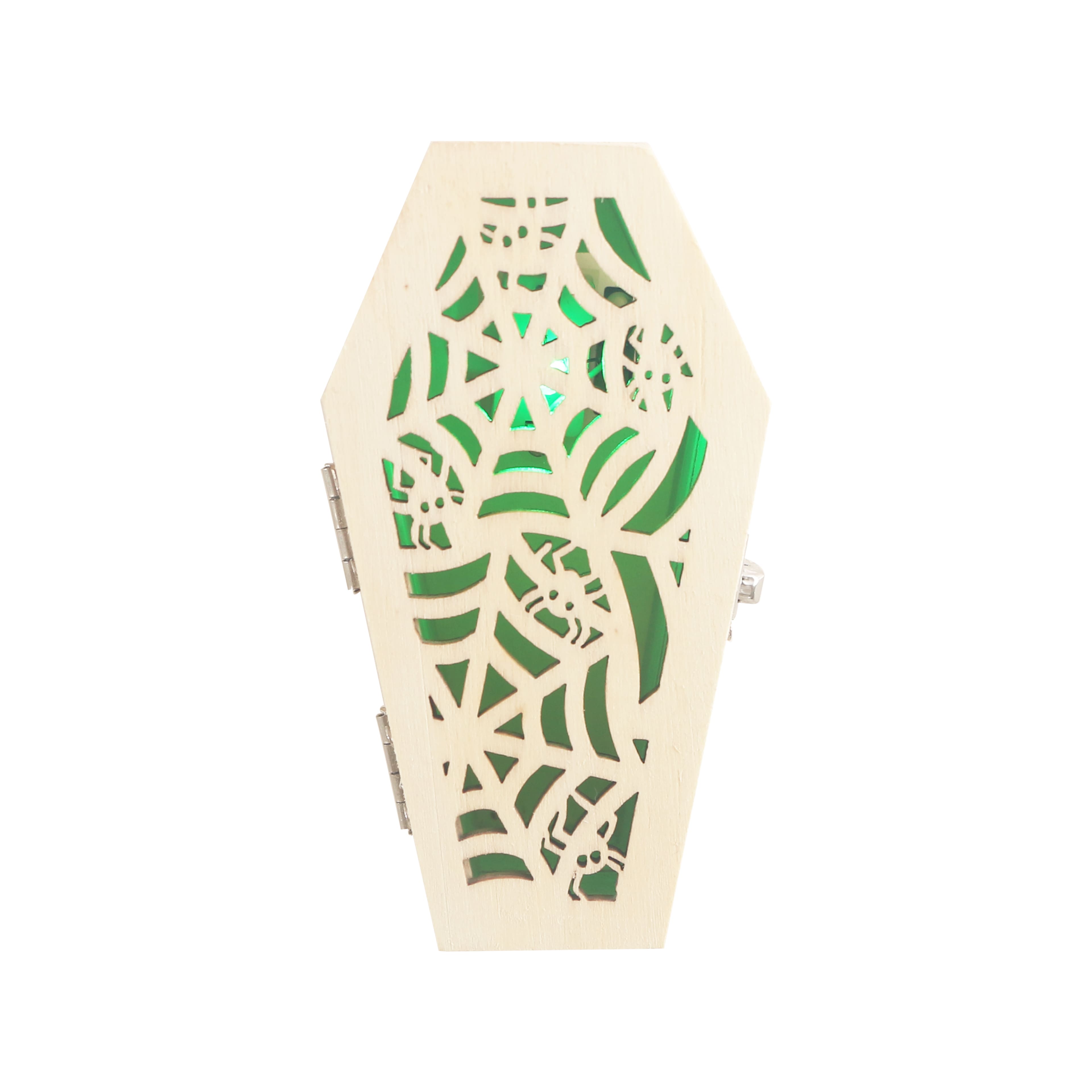 Mini Spiders & Web Coffin DIY LED Wood Décor by Make Market®