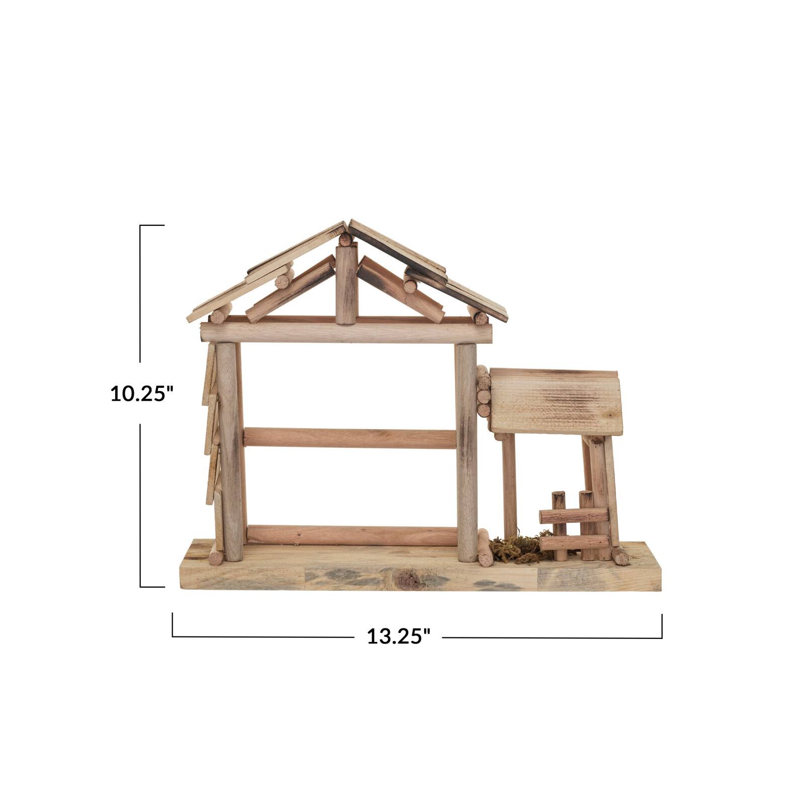 Hello Honey&#xAE; 13.75&#x22; Natural Pine Wood Nativity Creche