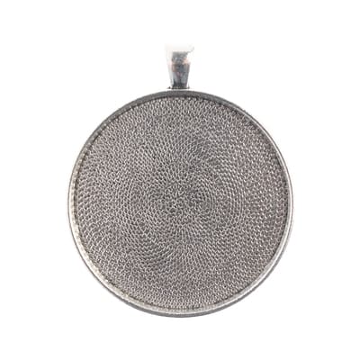 John Bead 40mm Antique Silver Round Pendant Frame
