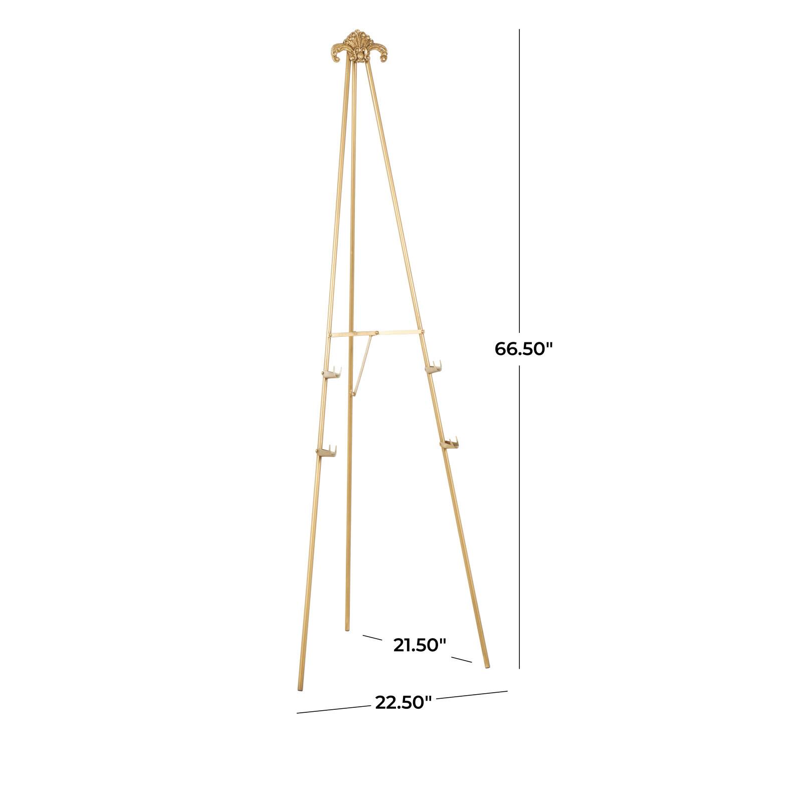 66.5" Gold Metal Foldable 2-Tier Display Easel with Scroll Finial