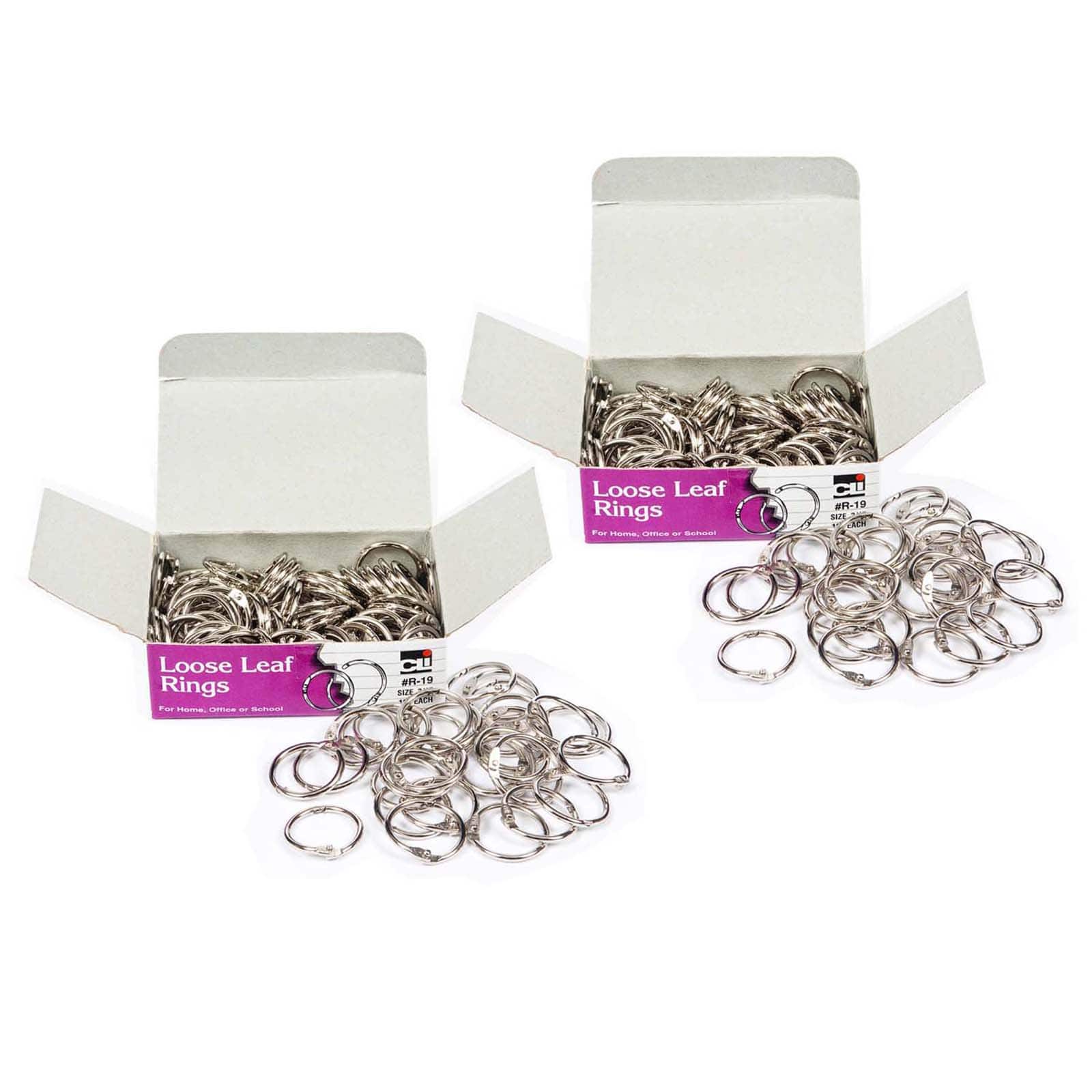 Loose Leaf Book Rings, 0.75", Nickel-Plated, 100ct