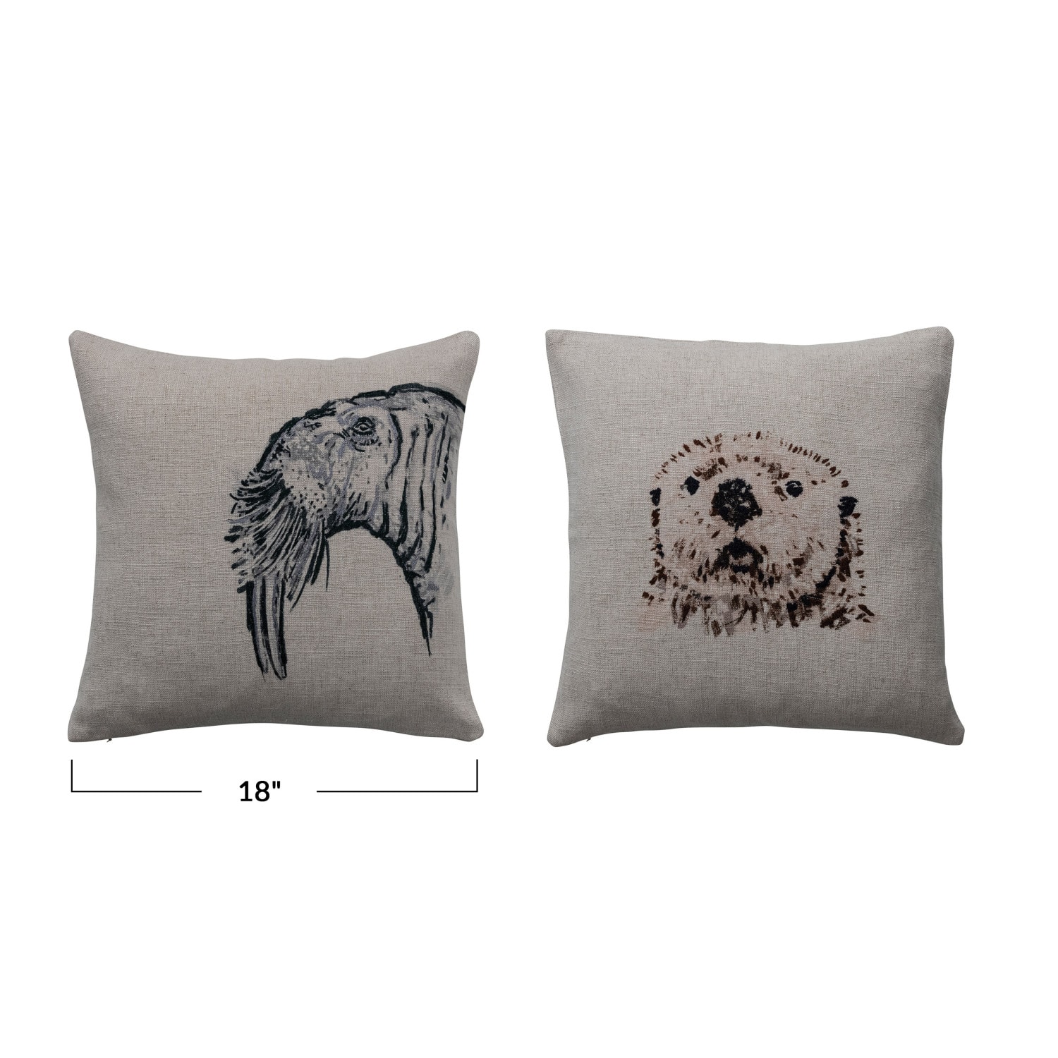 Hello Honey&#xAE; Embroidered Animal Design Linen Pillow Set