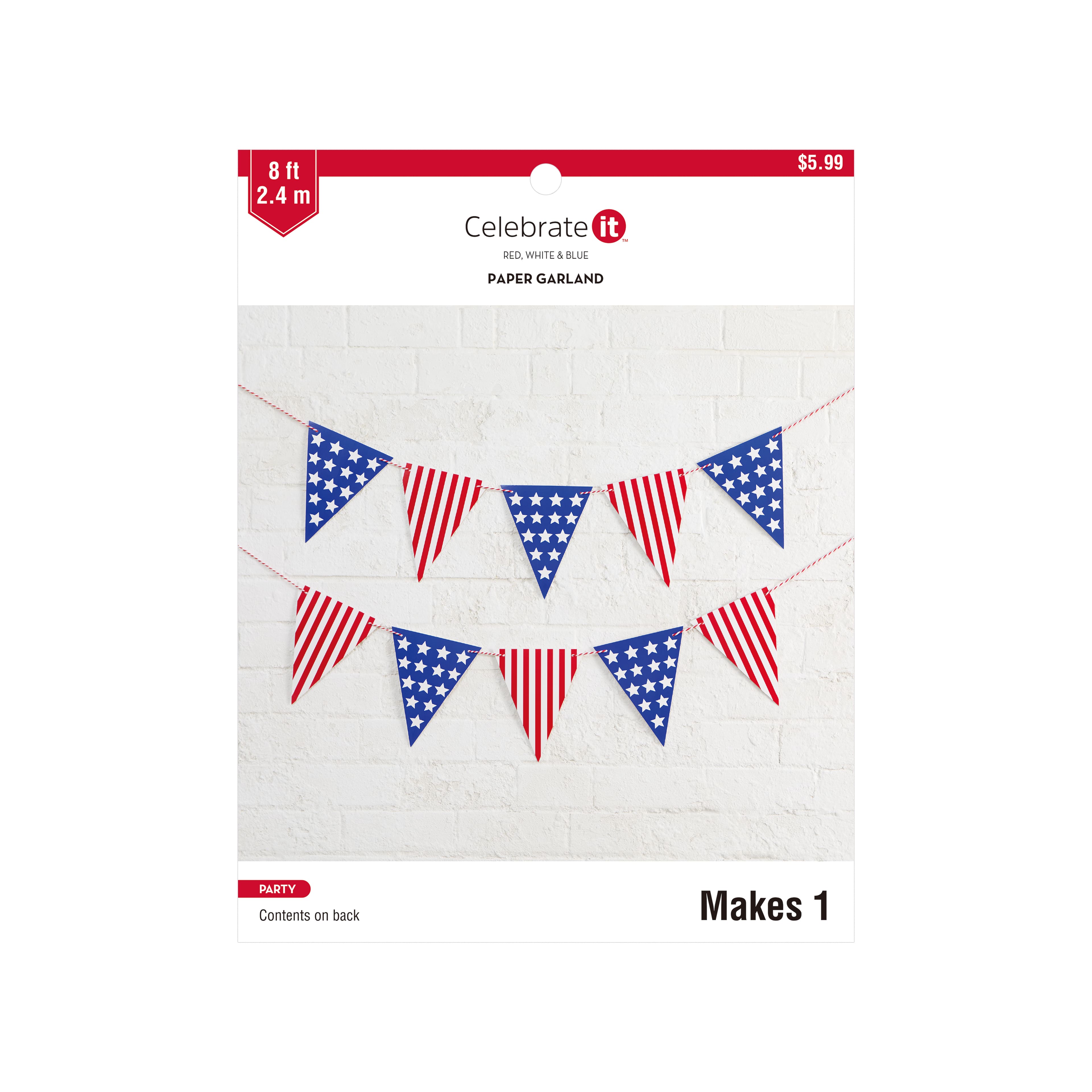 8ft. Stars &#x26; Stripes Paper Garland by Celebrate It&#x2122;