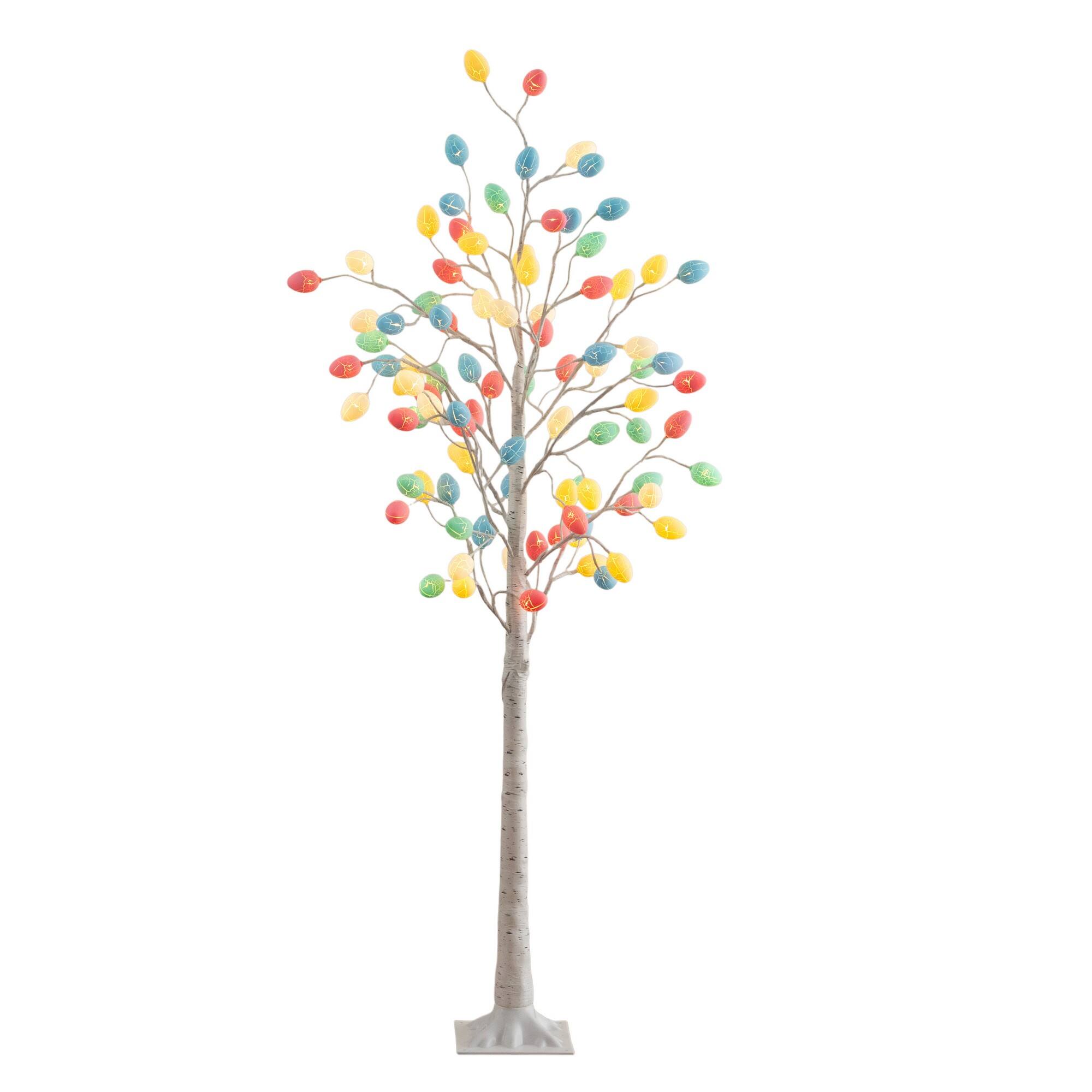 6ft. Pre-Lit Artificial Easter Twig Tree with 96 Egg Shaped LED Ornaments