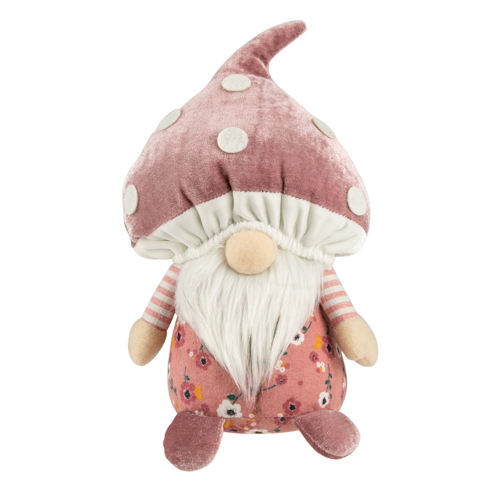 10.5&#x22; Pink Springtime Floral Mushroom Gnome