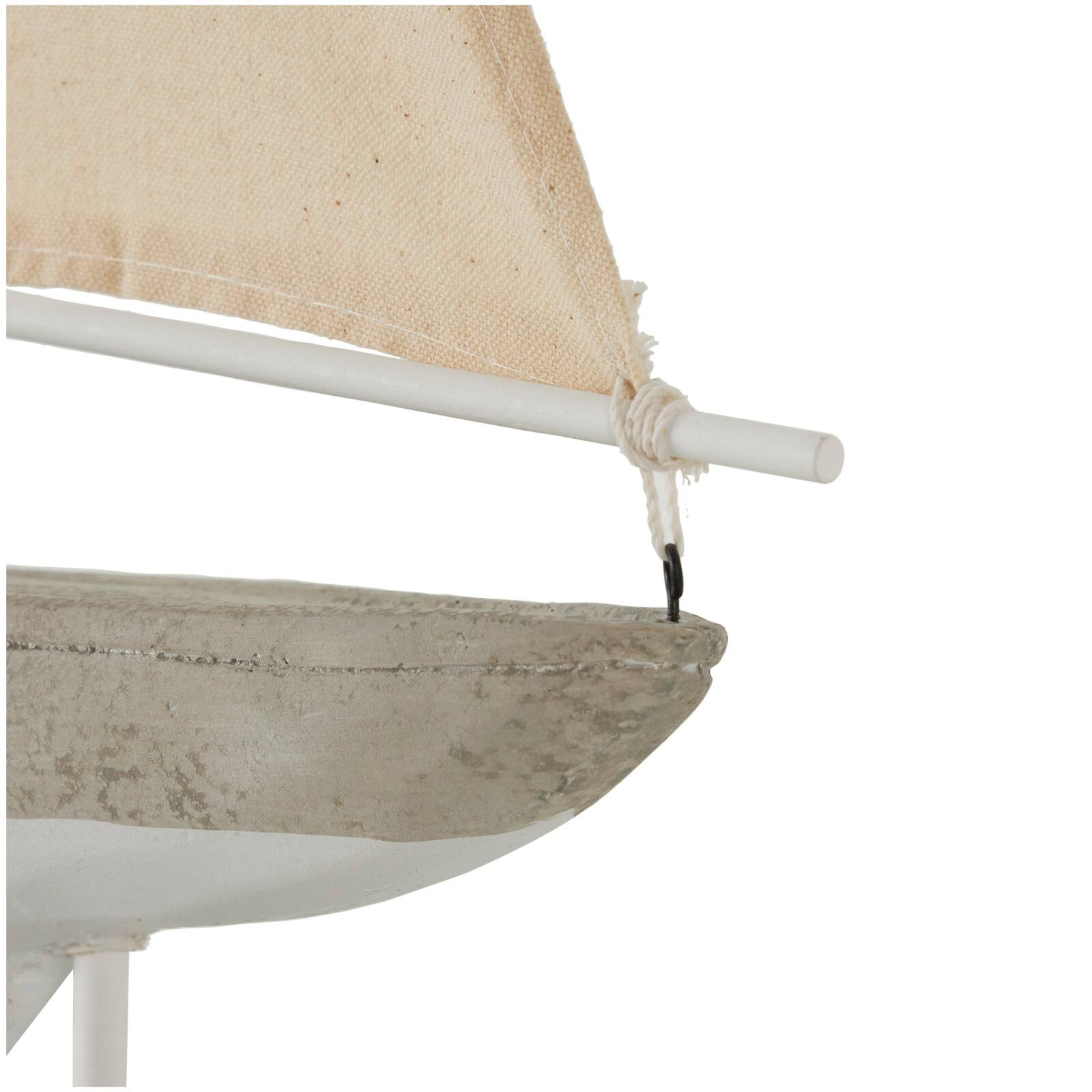 22" Gray Cement Stone Sail Boat Decorative Sculpture