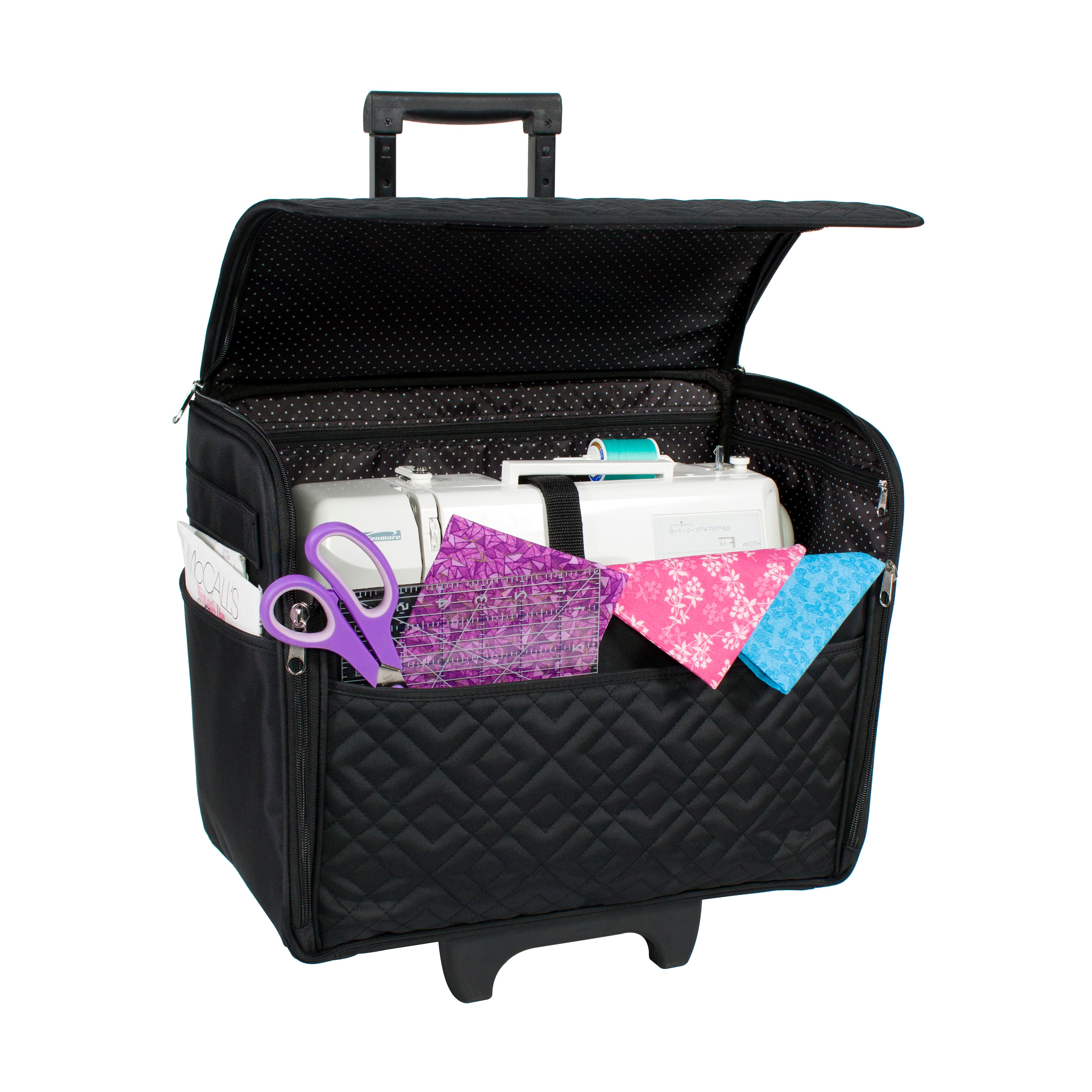 Everything Mary Black Rolling Sewing Machine Tote 