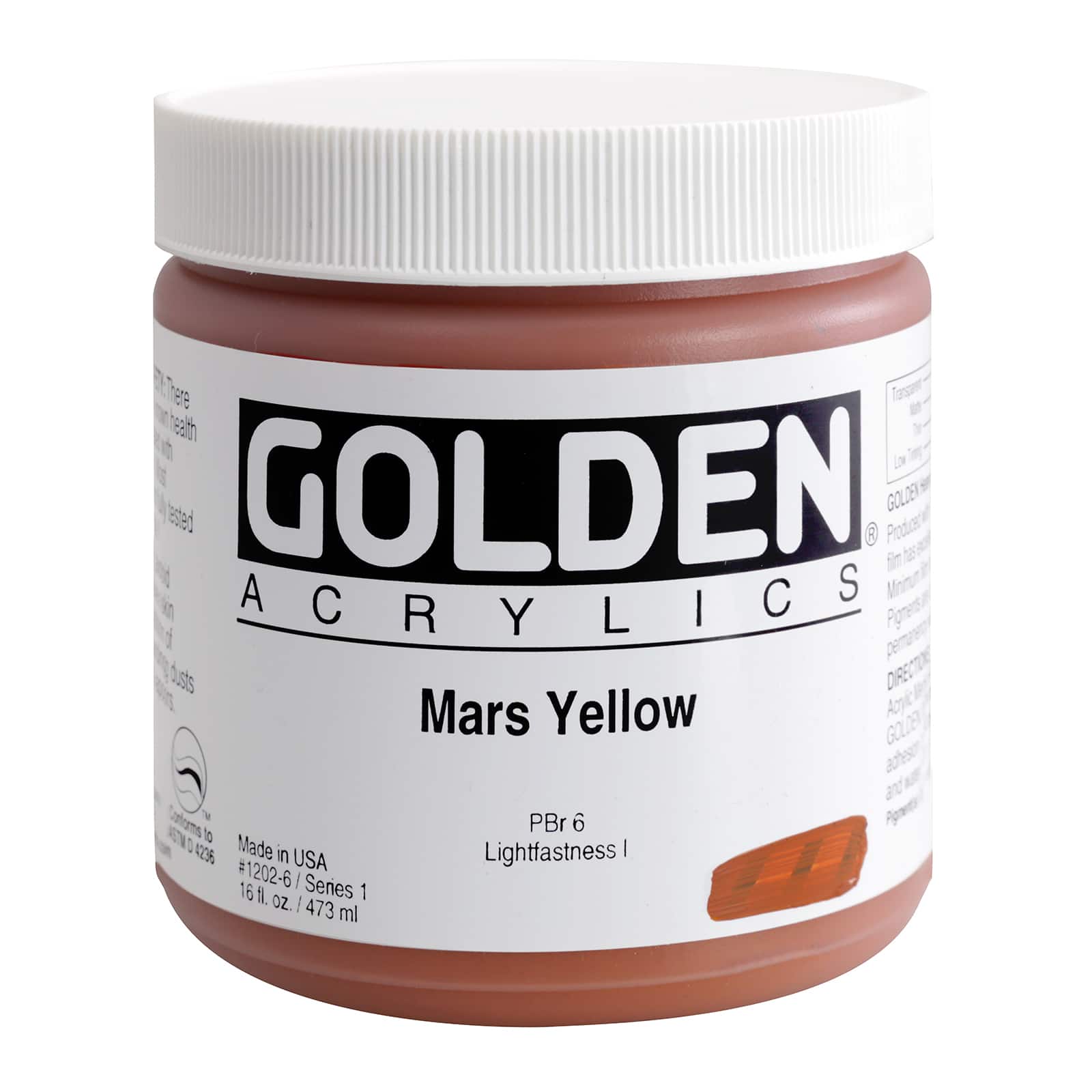 Golden Heavy Body Acrylic Paint, 16 oz in Mars Yellow