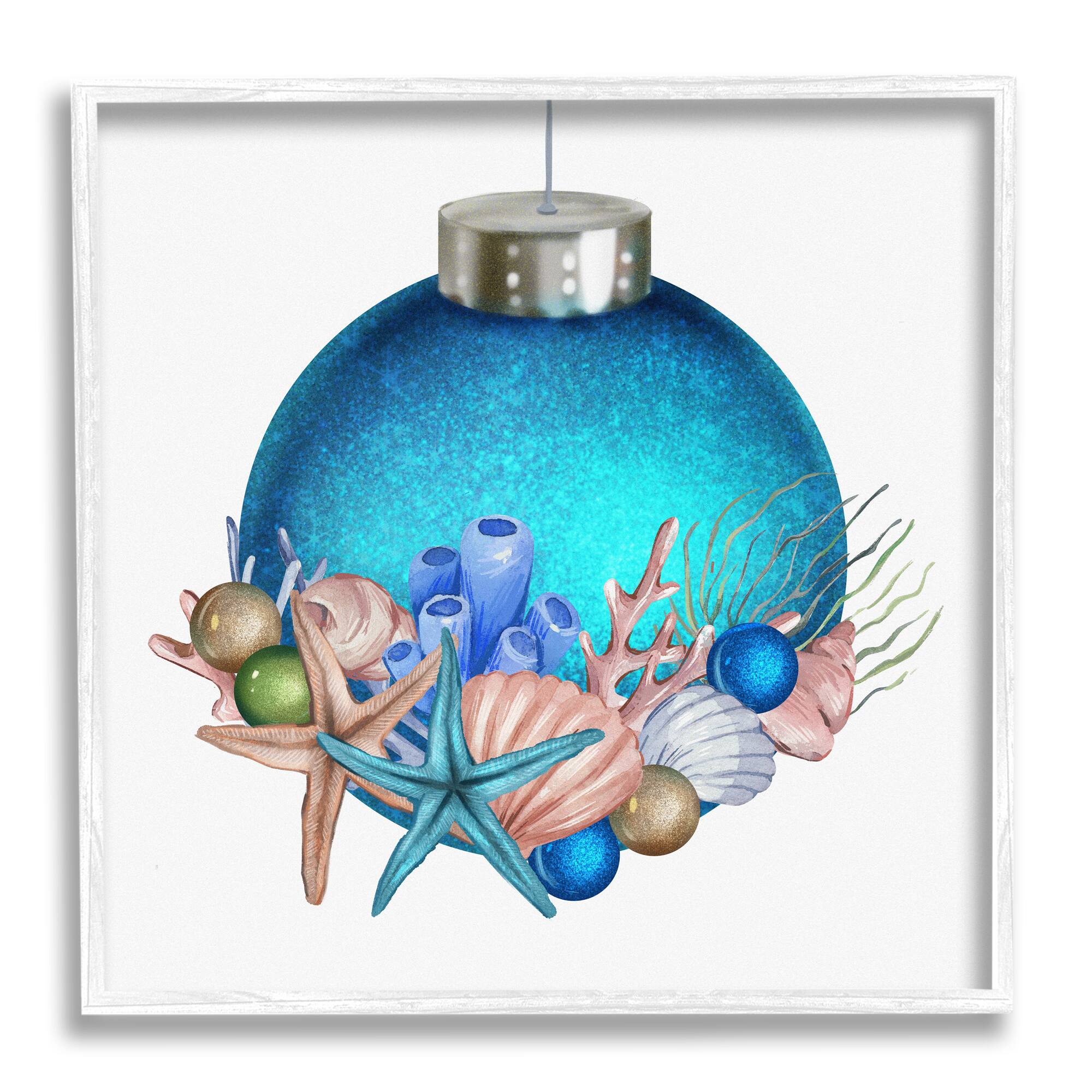 Stupell Industries Nautical Sea Life Holiday Ornament Framed Giclee Art