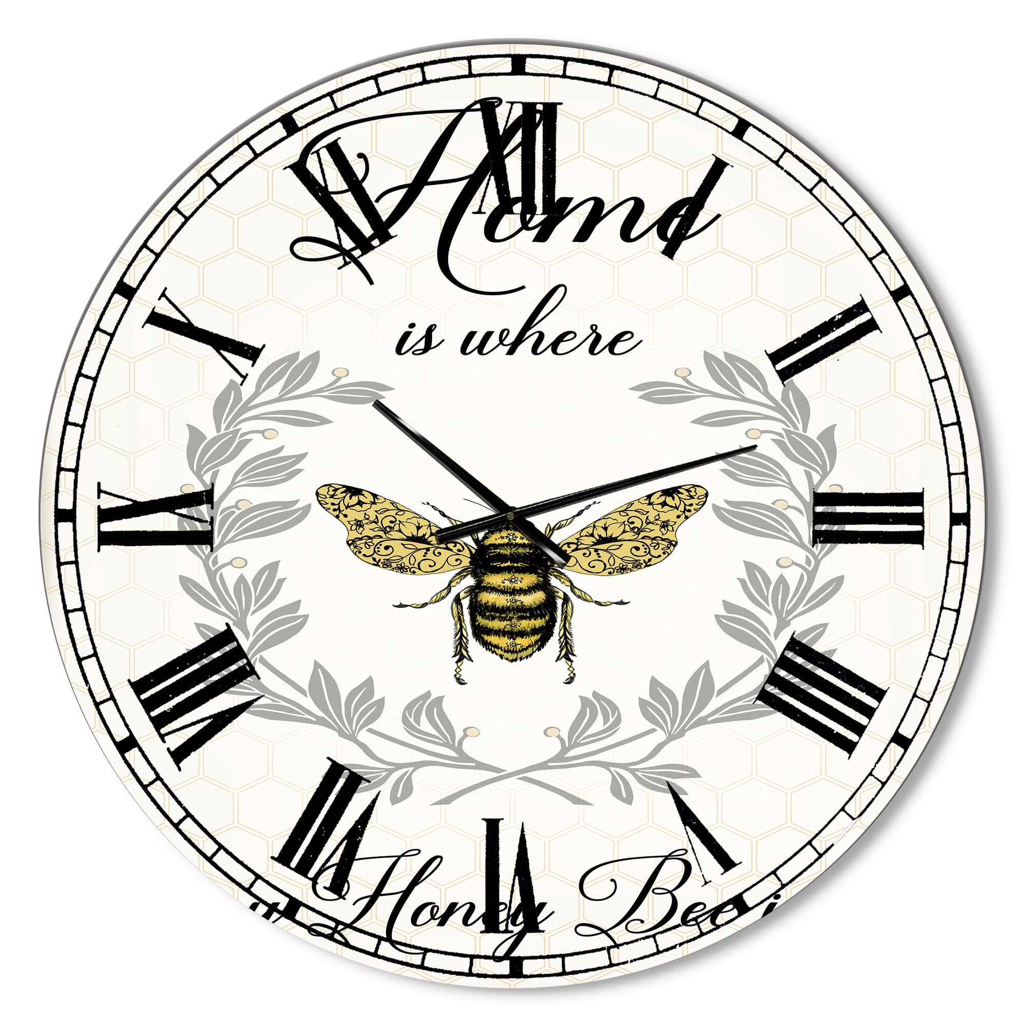 Designart Honey Bee Oversized Cottage Wall Clock