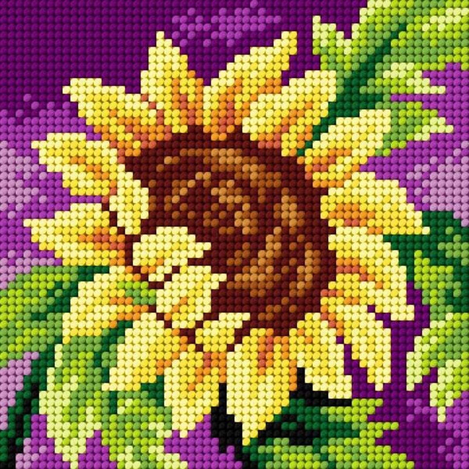 Orchidea Needlepoint Canvas For Halfstitch Without Yarn Sunflower - Printed Tapestry Canvas
