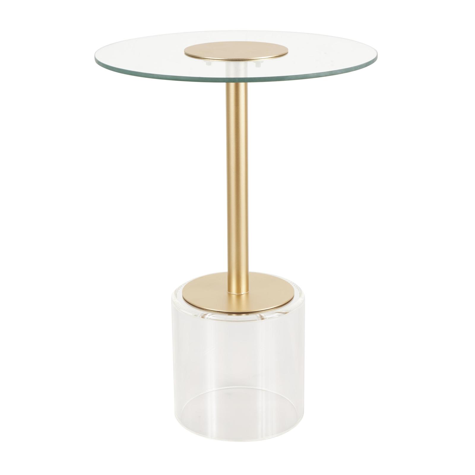 22.5" Clear Acrylic Accent Table with Elevated Base & Gold Stand