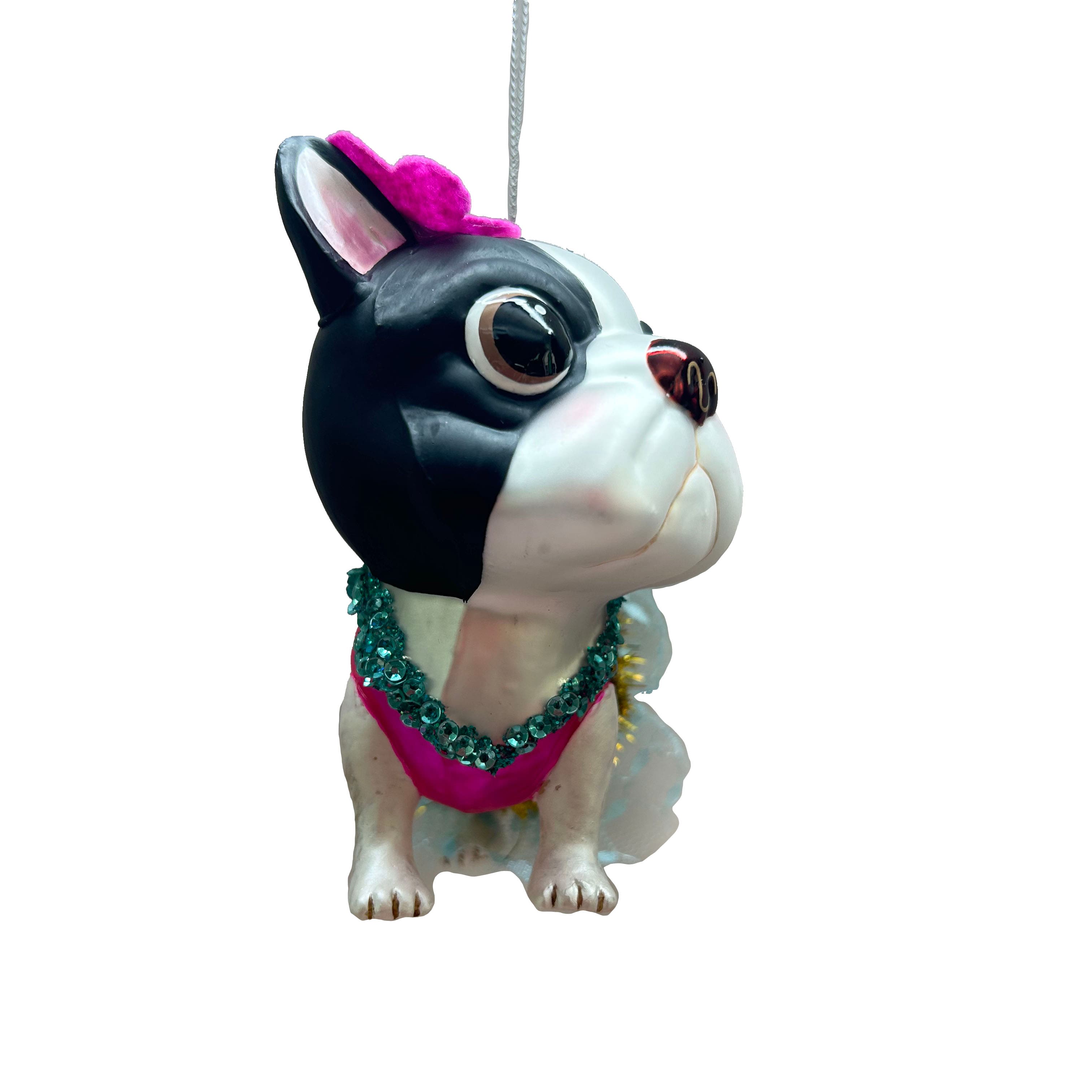 4&#x22; Bulldog in Tinsel Tutu Glass Ornament by Ashland&#xAE;