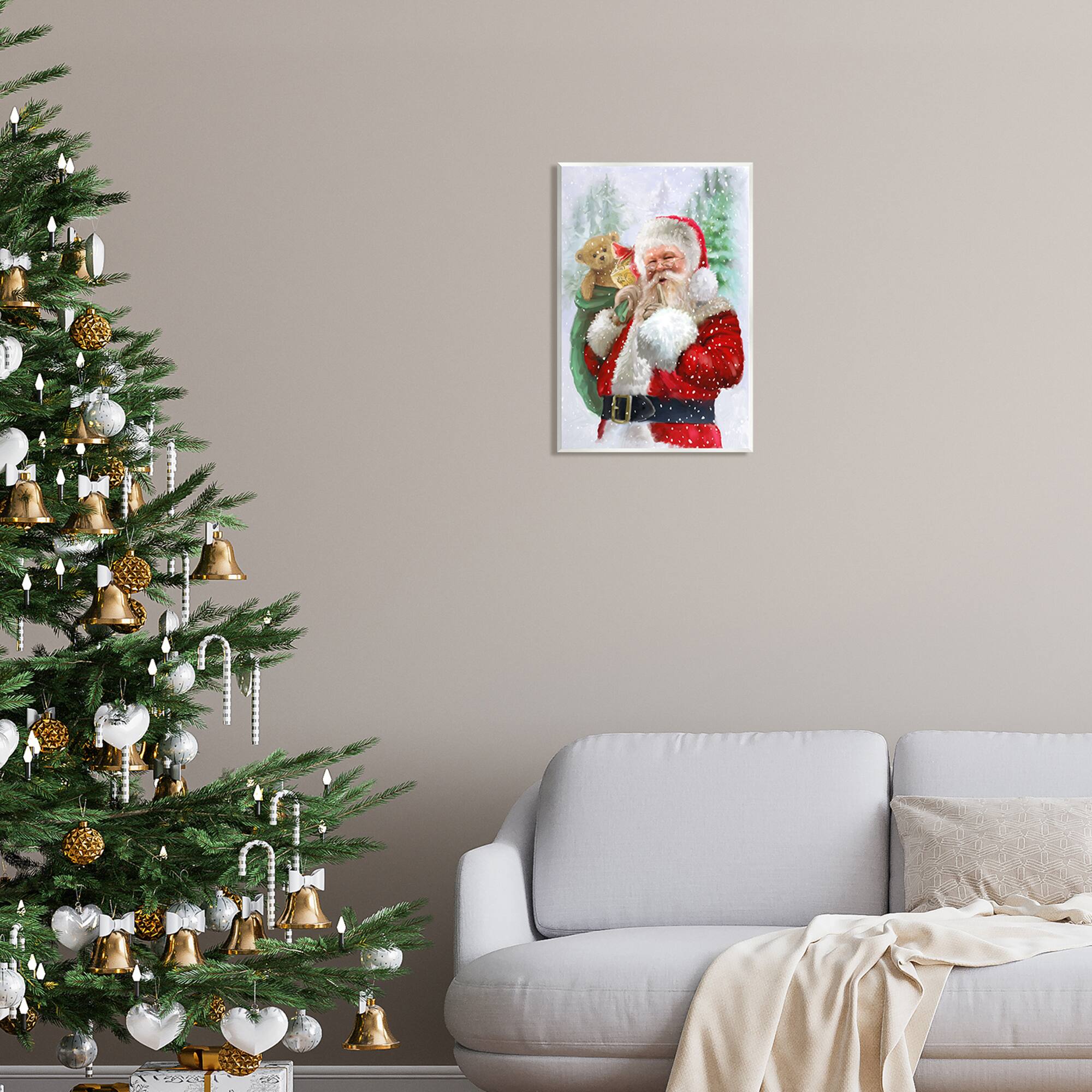 Stupell Industries Jolly Shh Santa Claus Gift Sack Wall Plaque Art