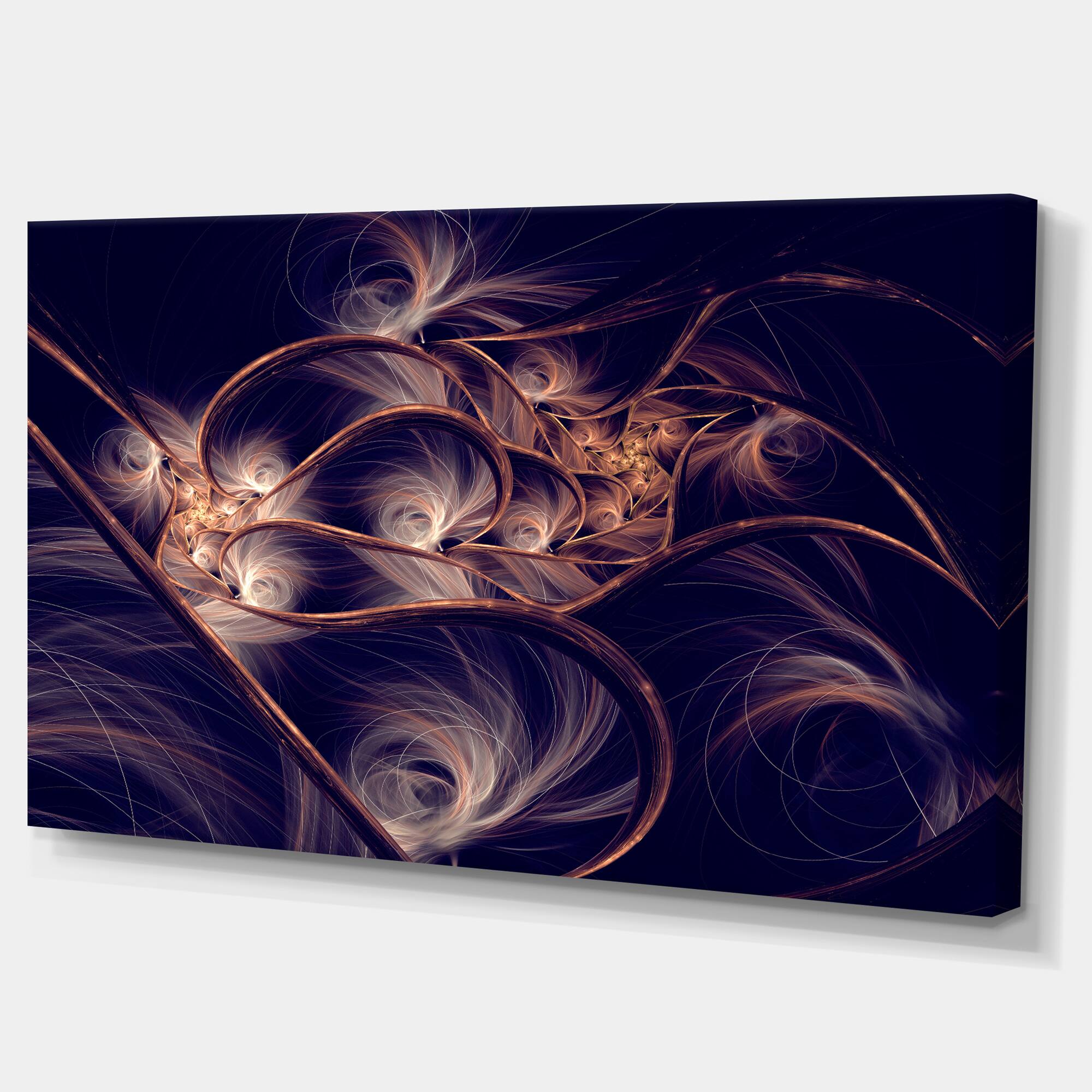 Designart - Dark Gold Fractal Flower Pattern - Abstract Canvas Art Print